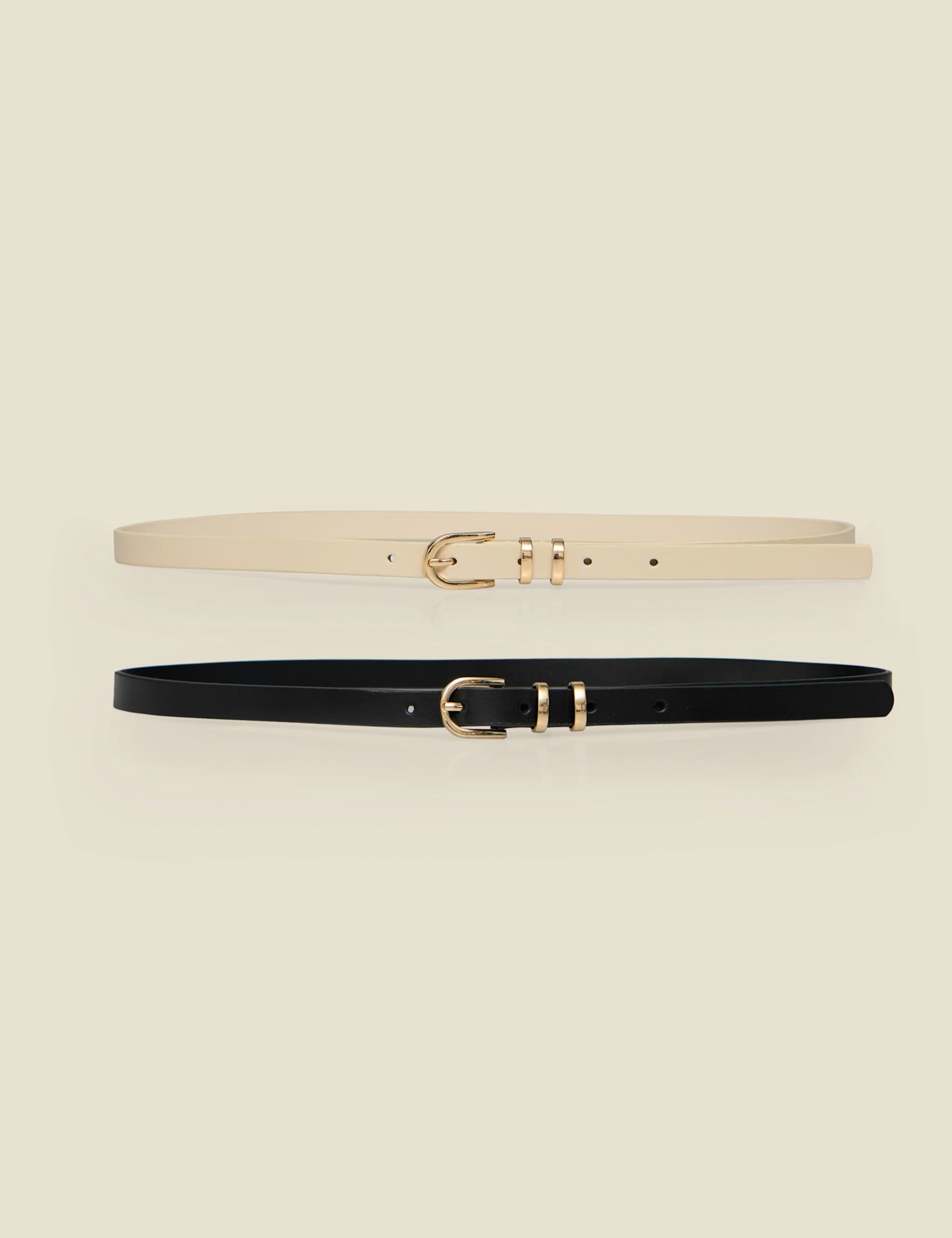 2 Pack Buckle Skinny Waist Belt - image 1