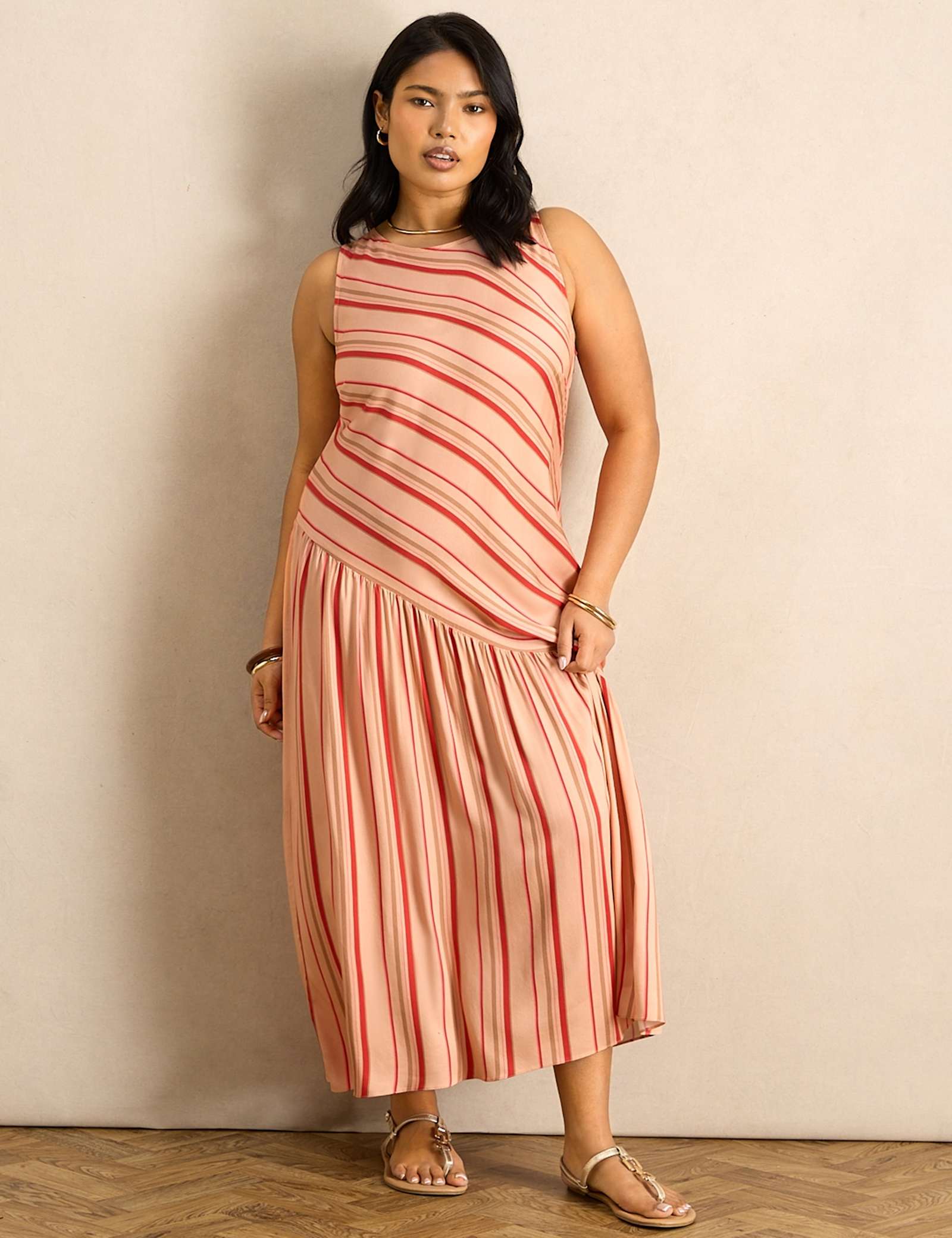 Multi Stripe Asymmetric Maxi Dress - image 4