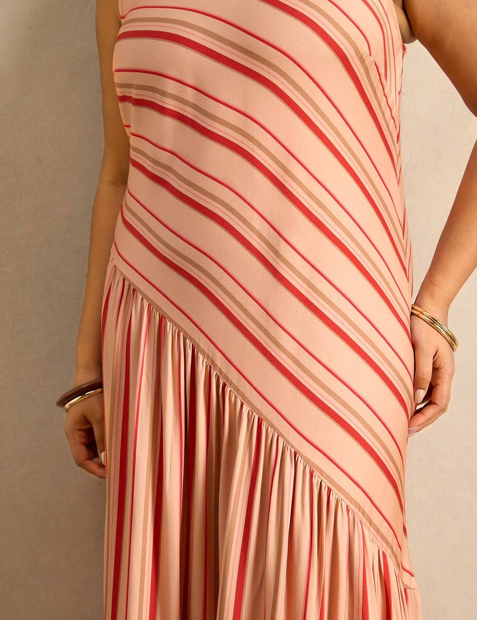 Multi Stripe Asymmetric Maxi Dress - image 3