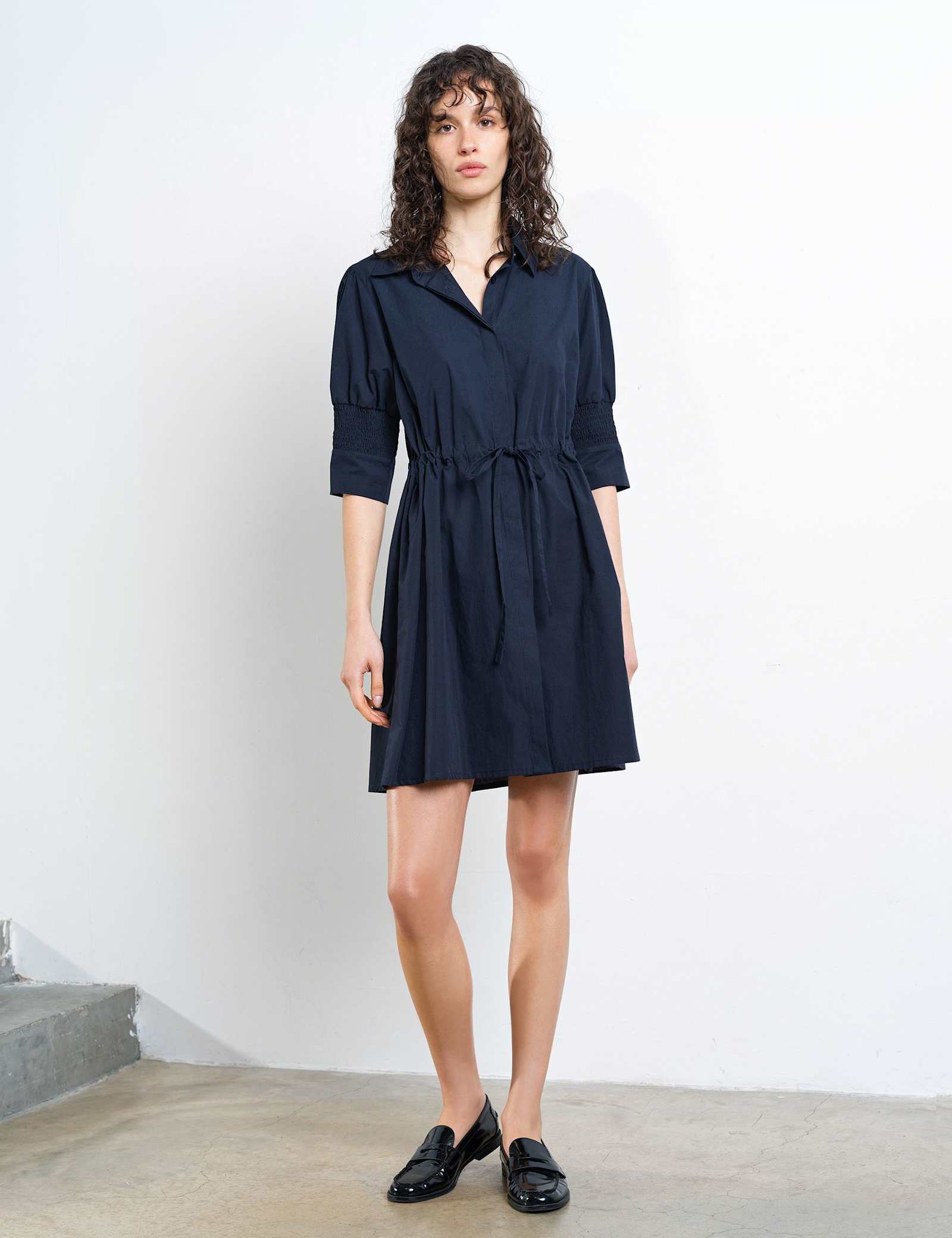 Pure Cotton Tie Waist Mini Shirt Dress - image 2