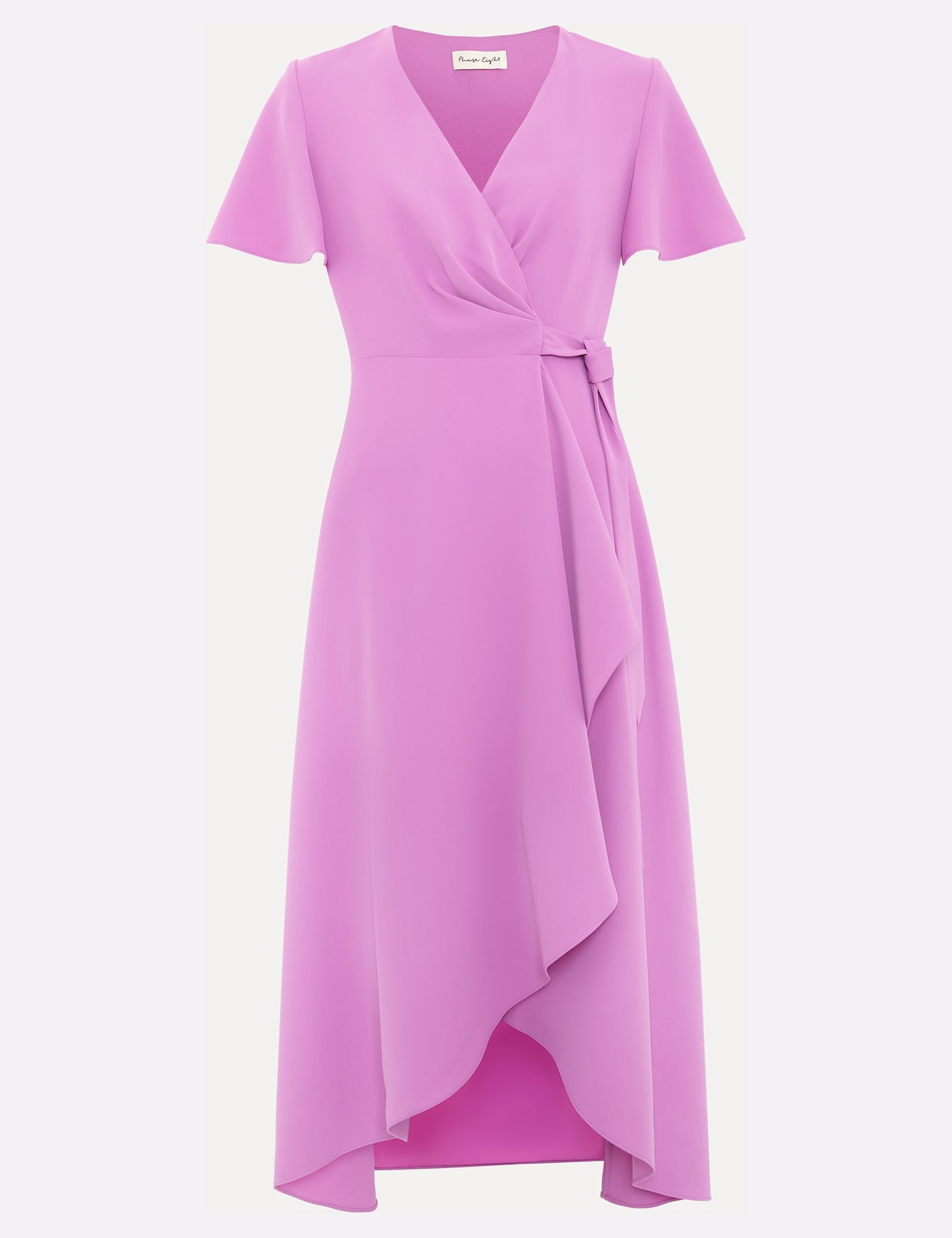 V-Neck Angel Sleeve Midi Wrap Dress - image 5