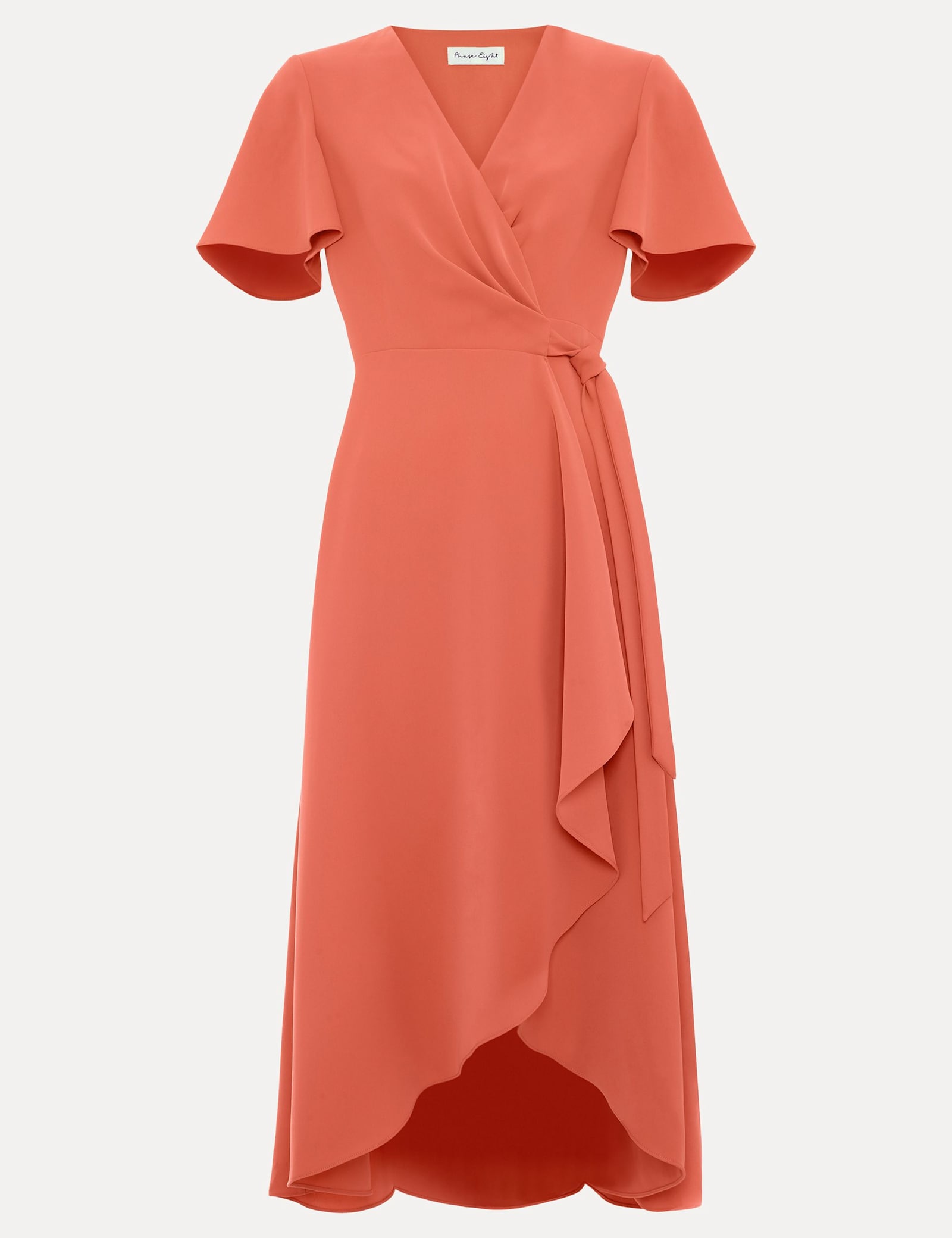 V-Neck Angel Sleeve Midi Wrap Dress - image 3
