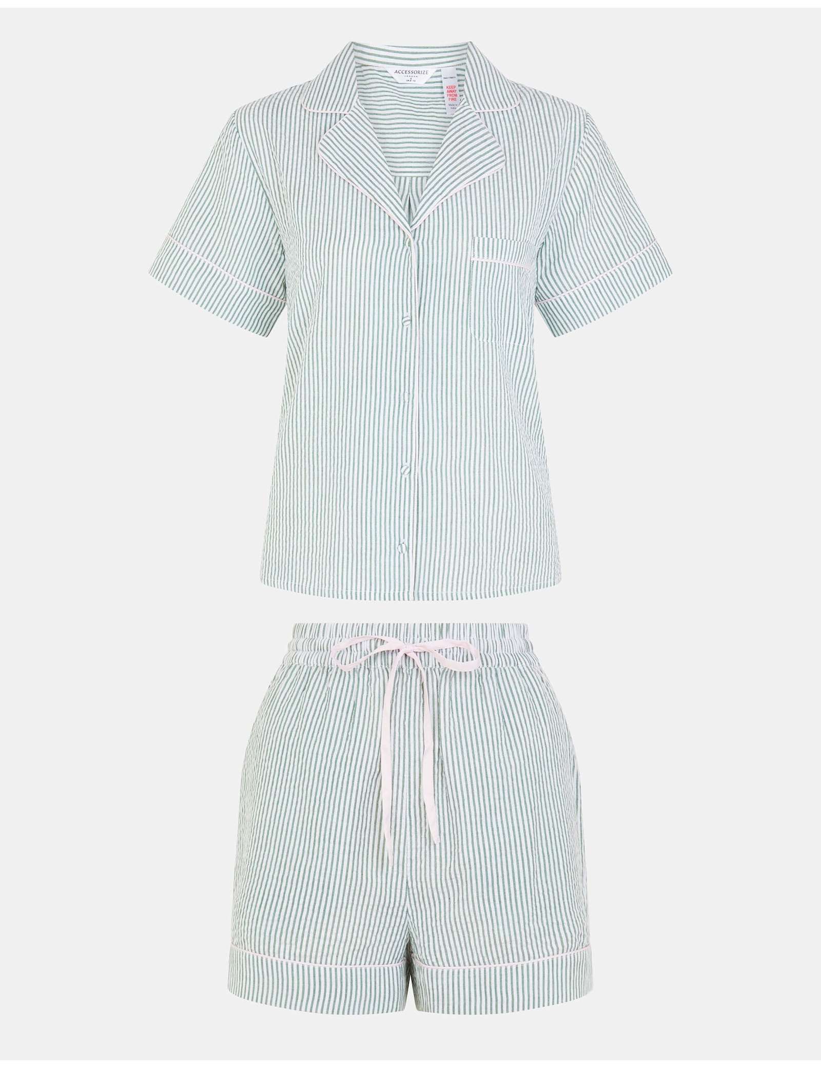 Pure Cotton Striped Revere Short Pyjama Set