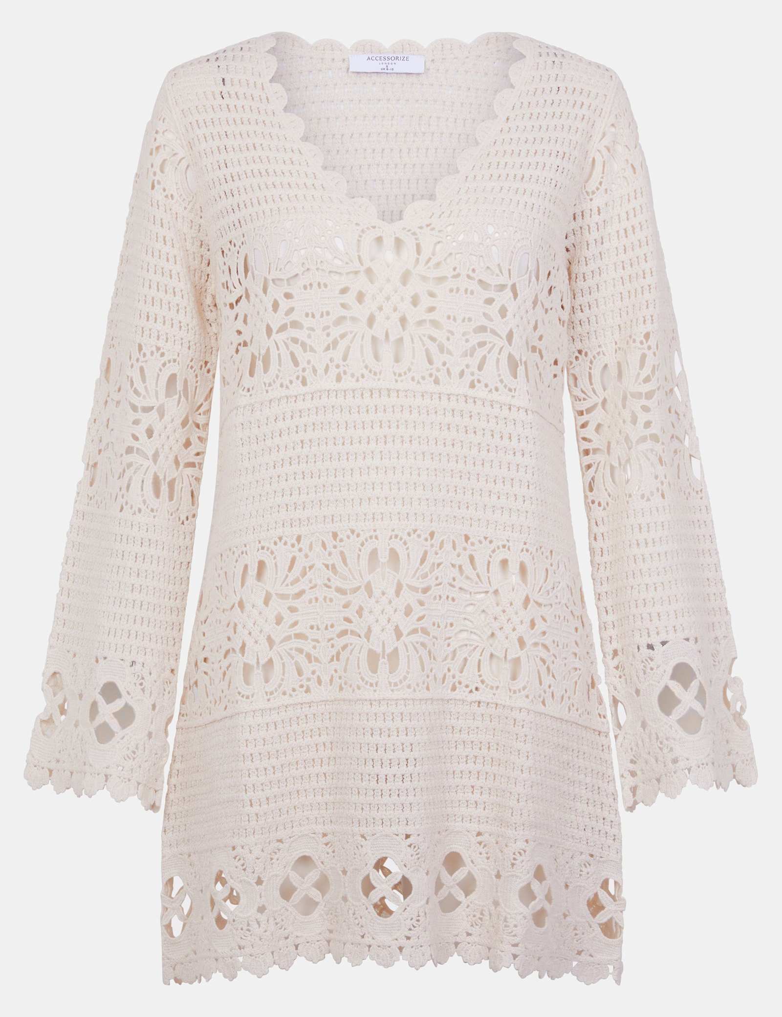 Pure Cotton Knitted V-Neck Mini Beach Dress - image 1