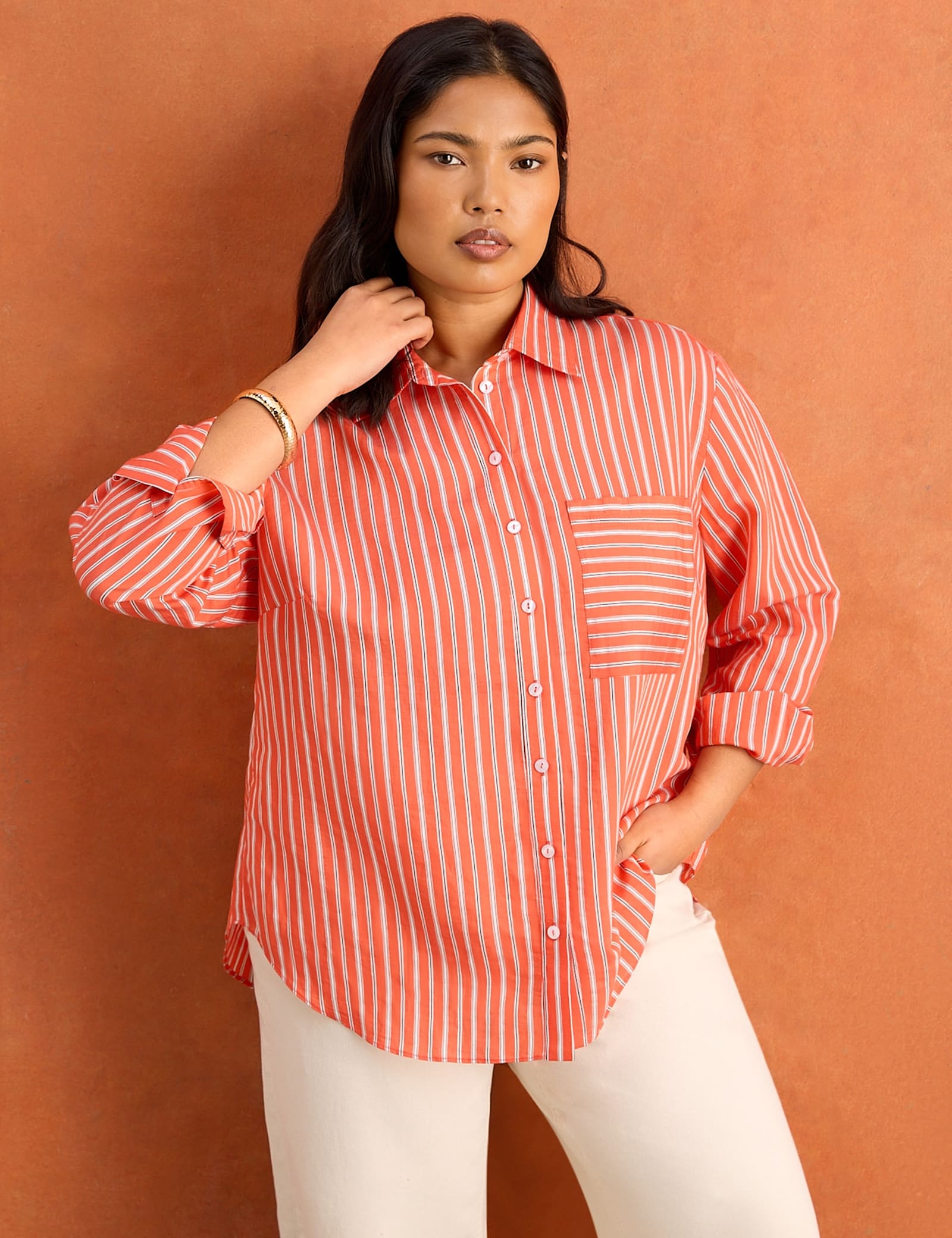Modal-Rich Striped Button Through Shirt` - image 1