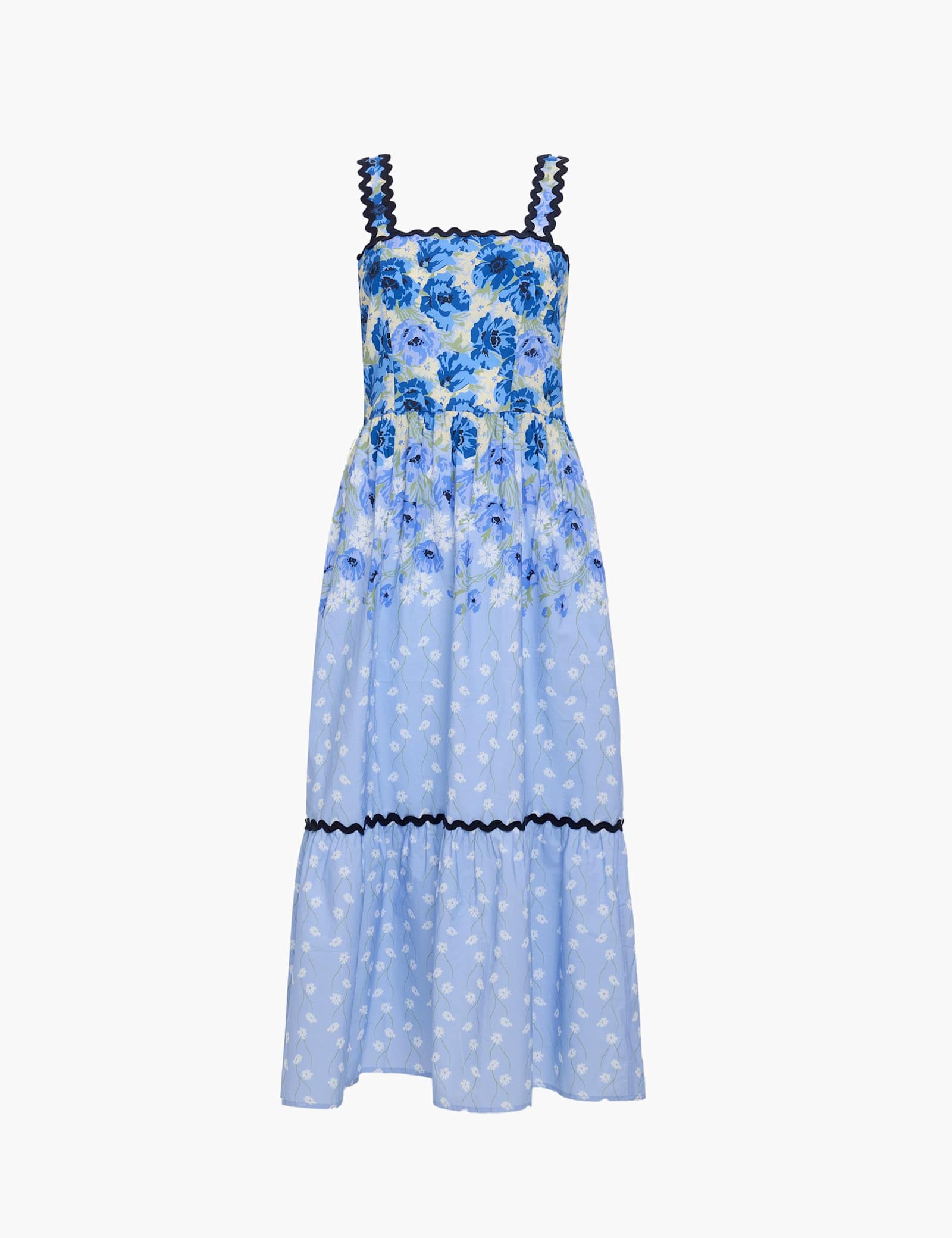 Pure Cotton Floral Square Neck Midaxi Dress - image 1