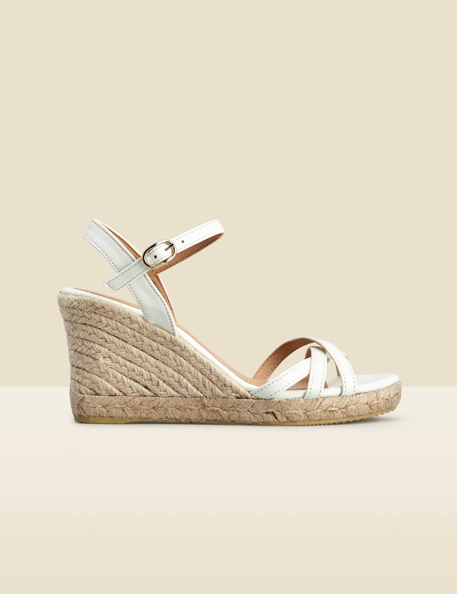 Leather Strappy Wedge Espadrilles - image 1