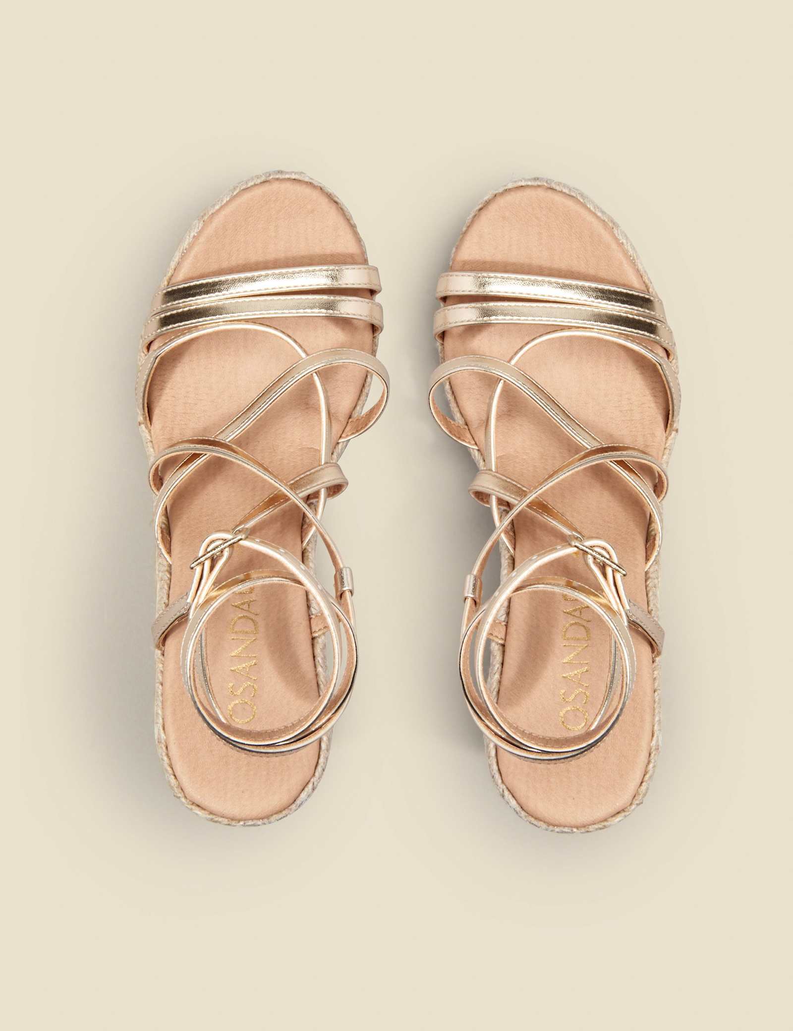 Leather Metallic Strappy Wedge Espadrilles - image 5