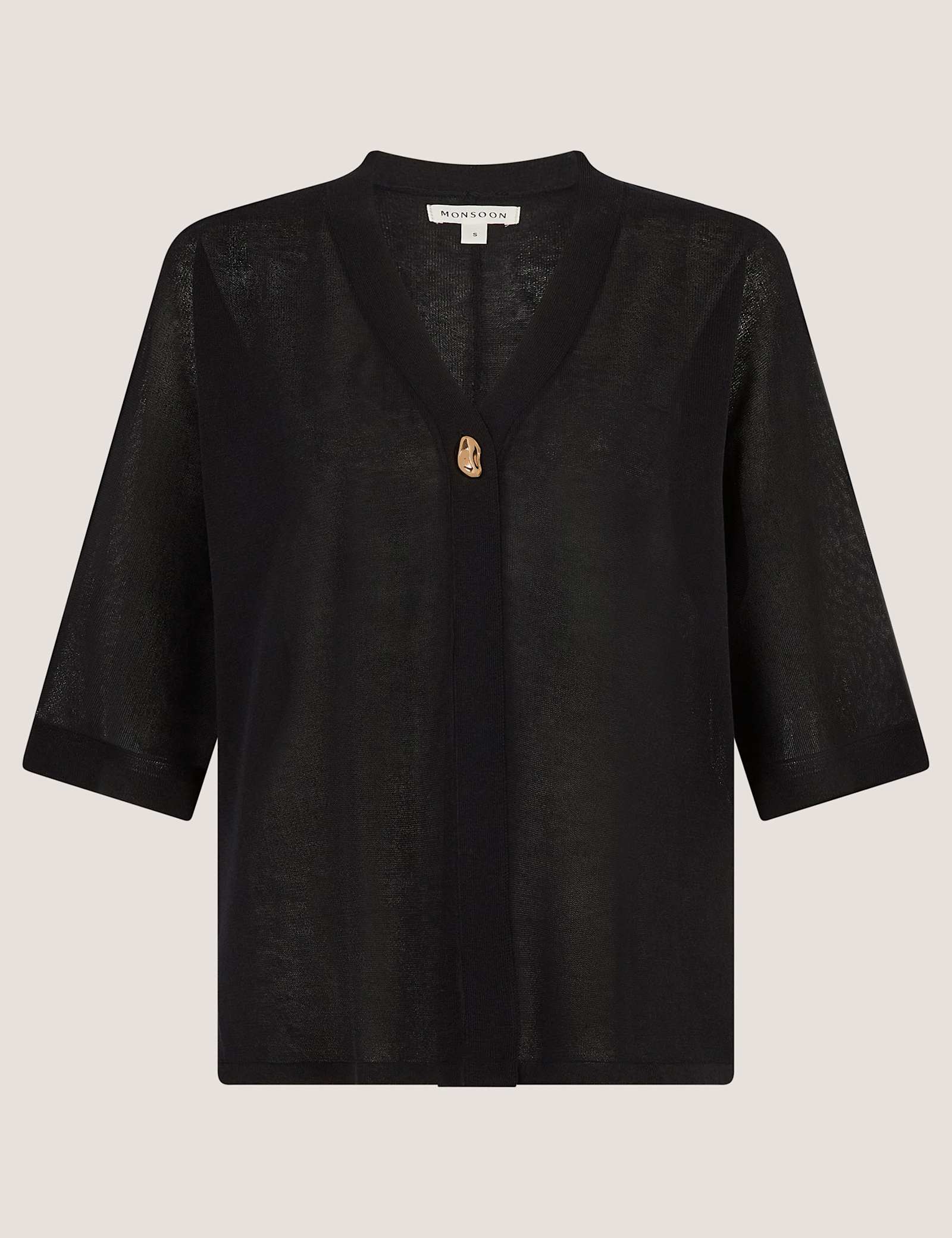V-Neck Button Detail Short Sleeve Cardigan - image 2