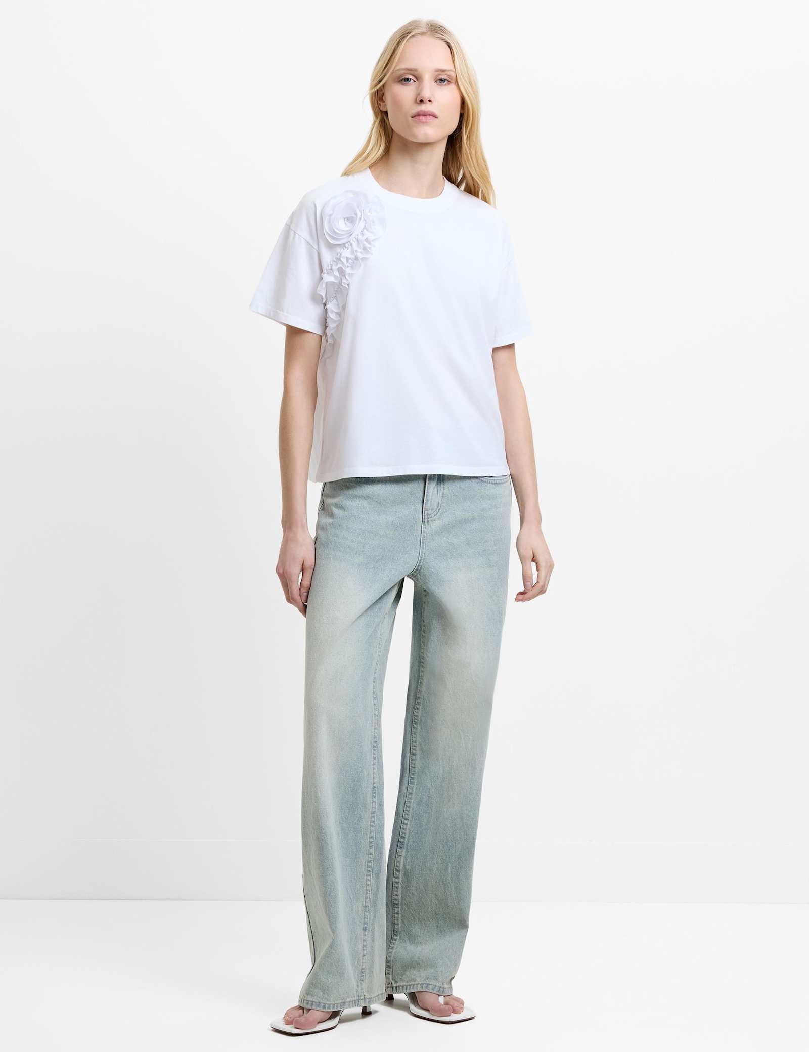 Pure Cotton Crepe Ruffle T-Shirt - image 5