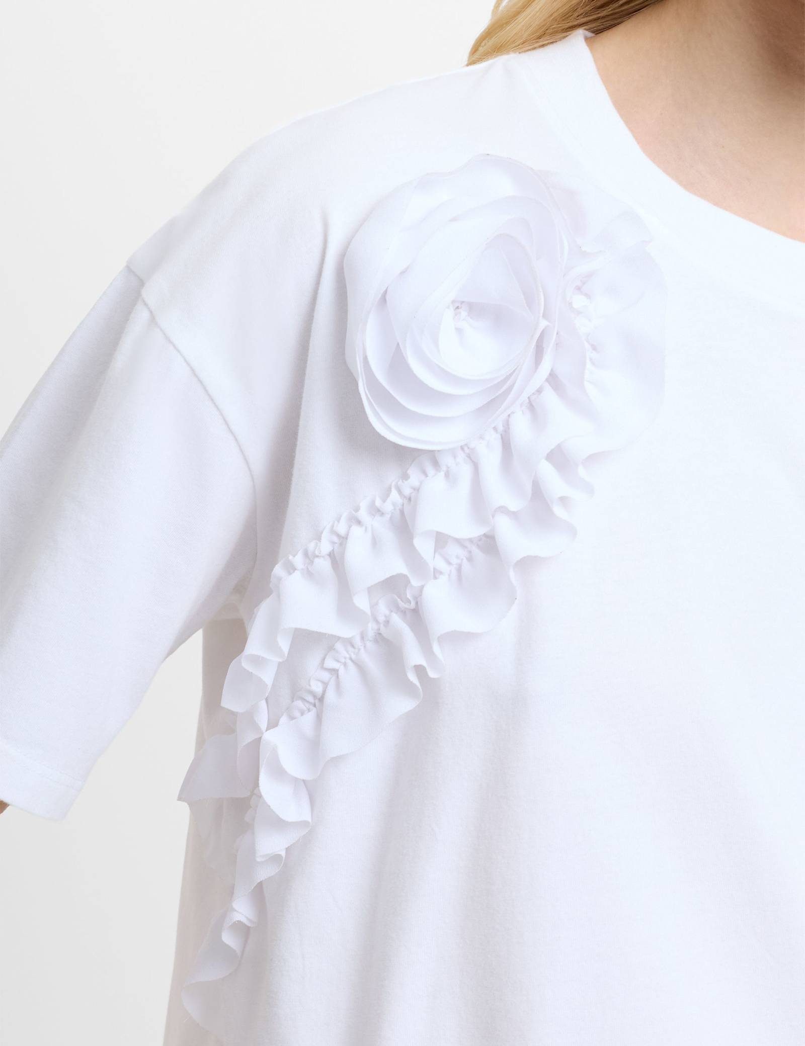 Pure Cotton Crepe Ruffle T-Shirt - image 3