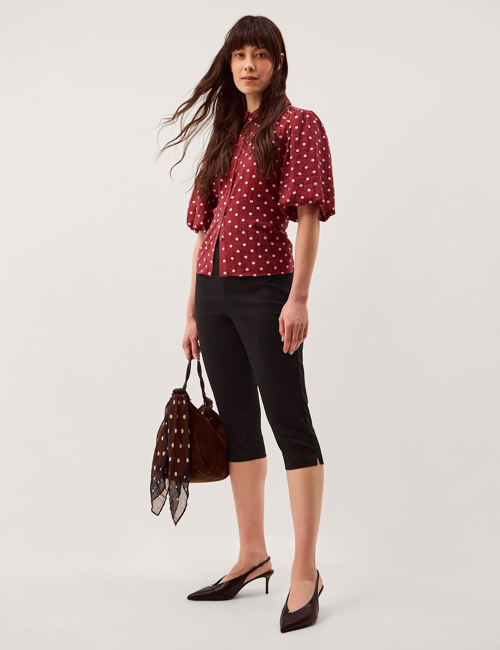 Cotton Rich Cropped Capri Trousers - image 3