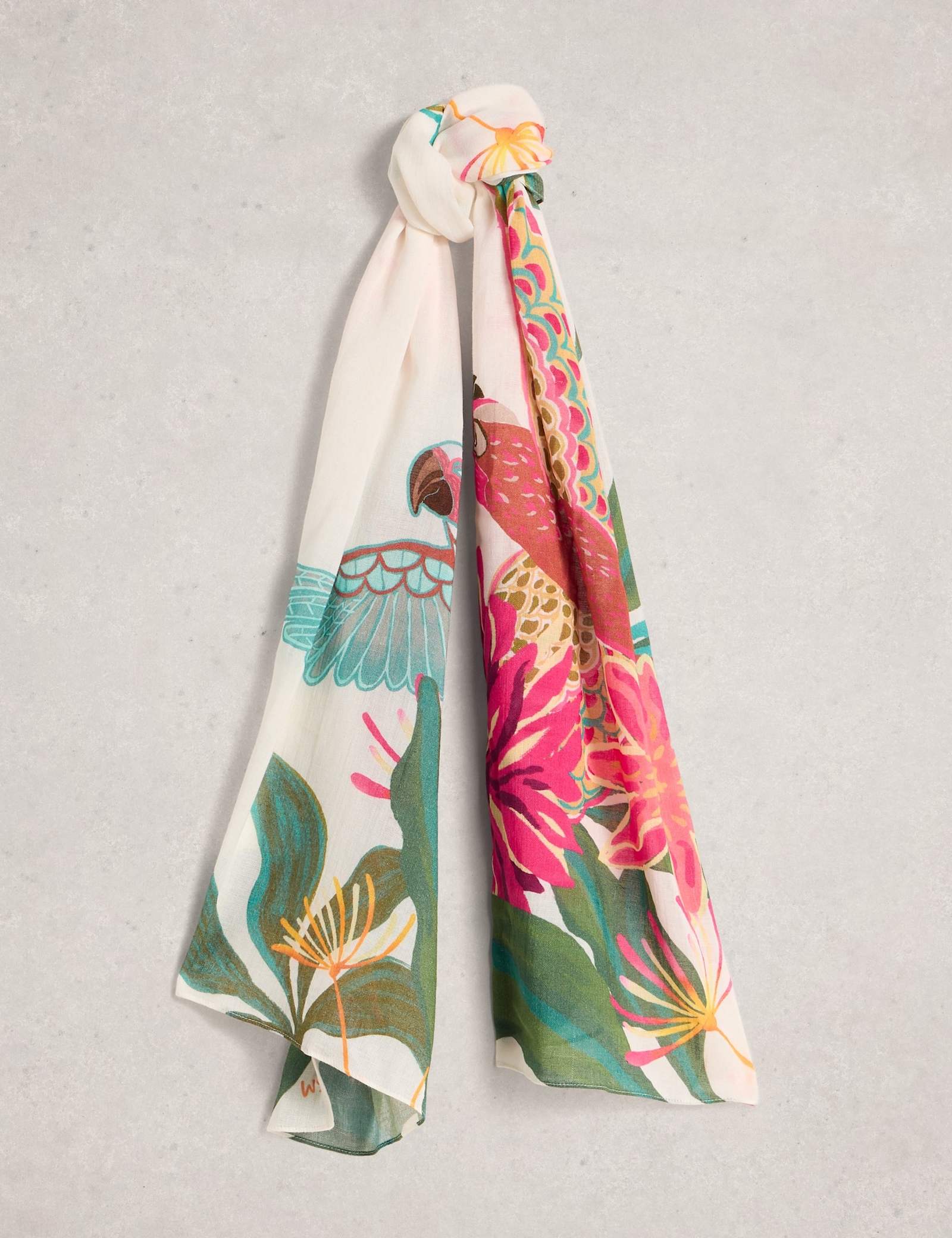 Cotton Blend Floral Scarf - image 1