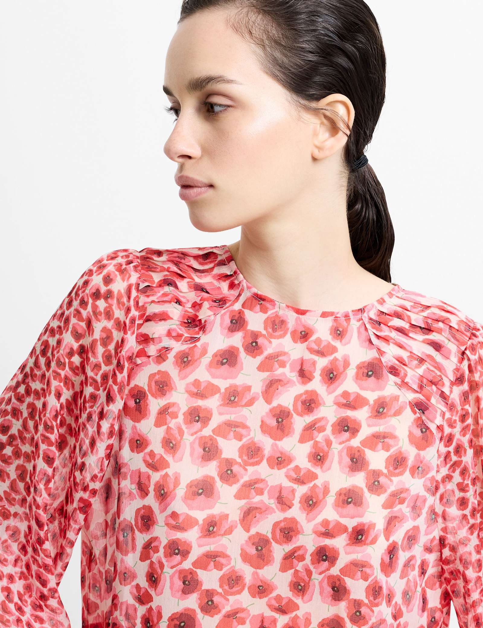 Floral Frill Detail Blouson Sleeve Top - image 3