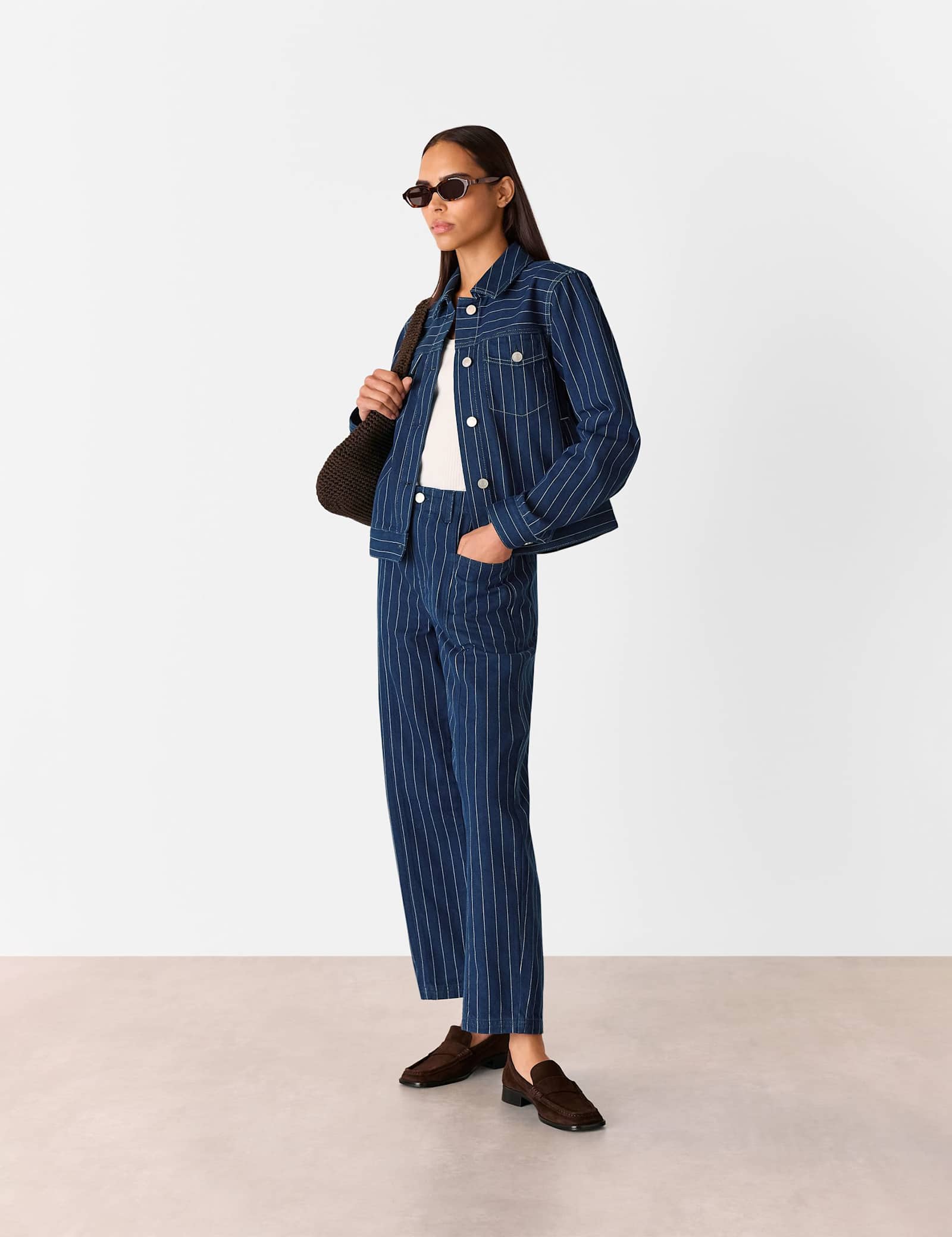 Pinstripe High Waisted Barrel Jeans - image 4