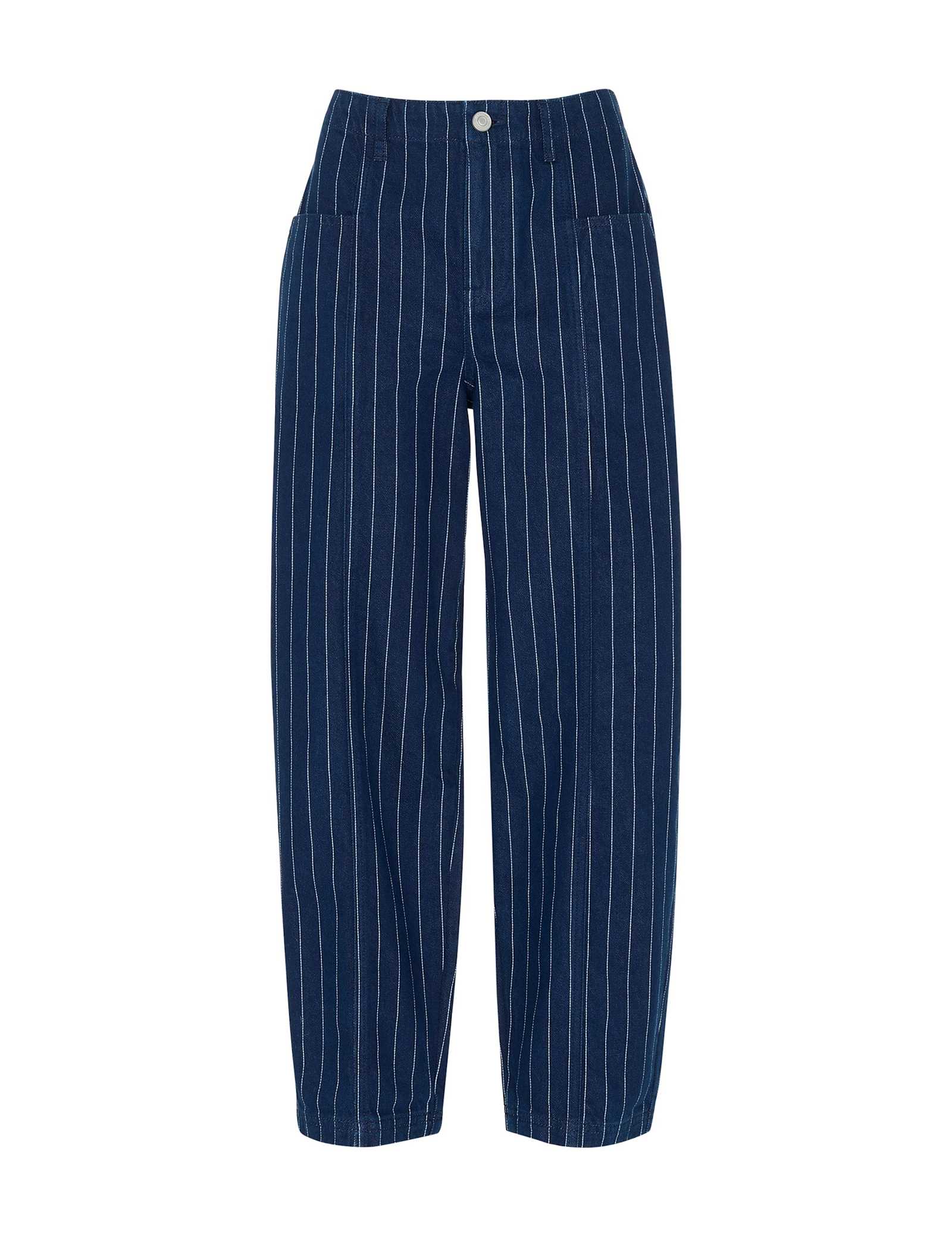 Pinstripe High Waisted Barrel Jeans - image 1
