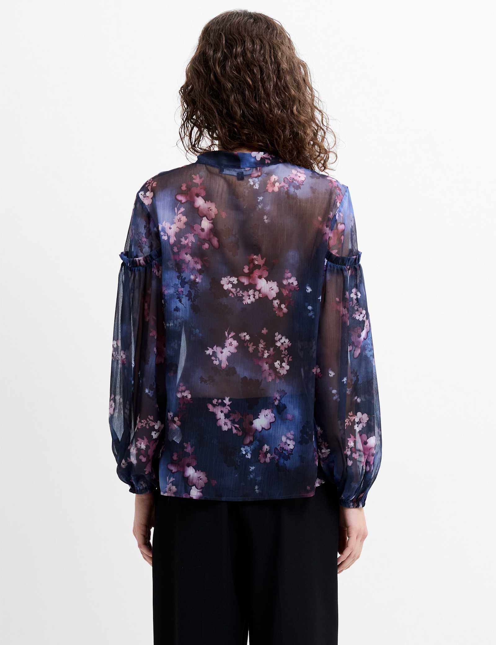 Floral Tie Neck Button Through Shirt - image 5