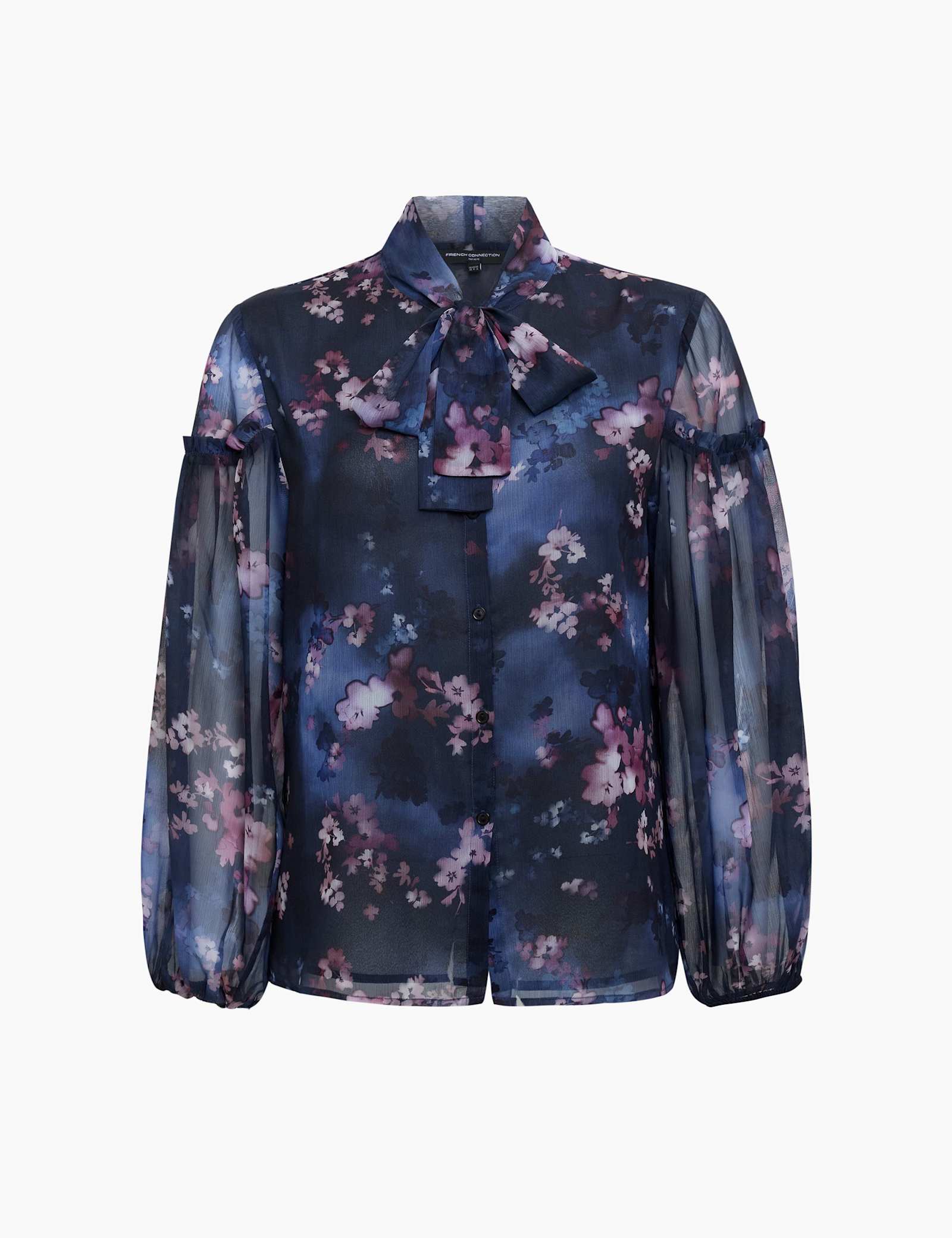 Floral Tie Neck Button Through Shirt - image 1