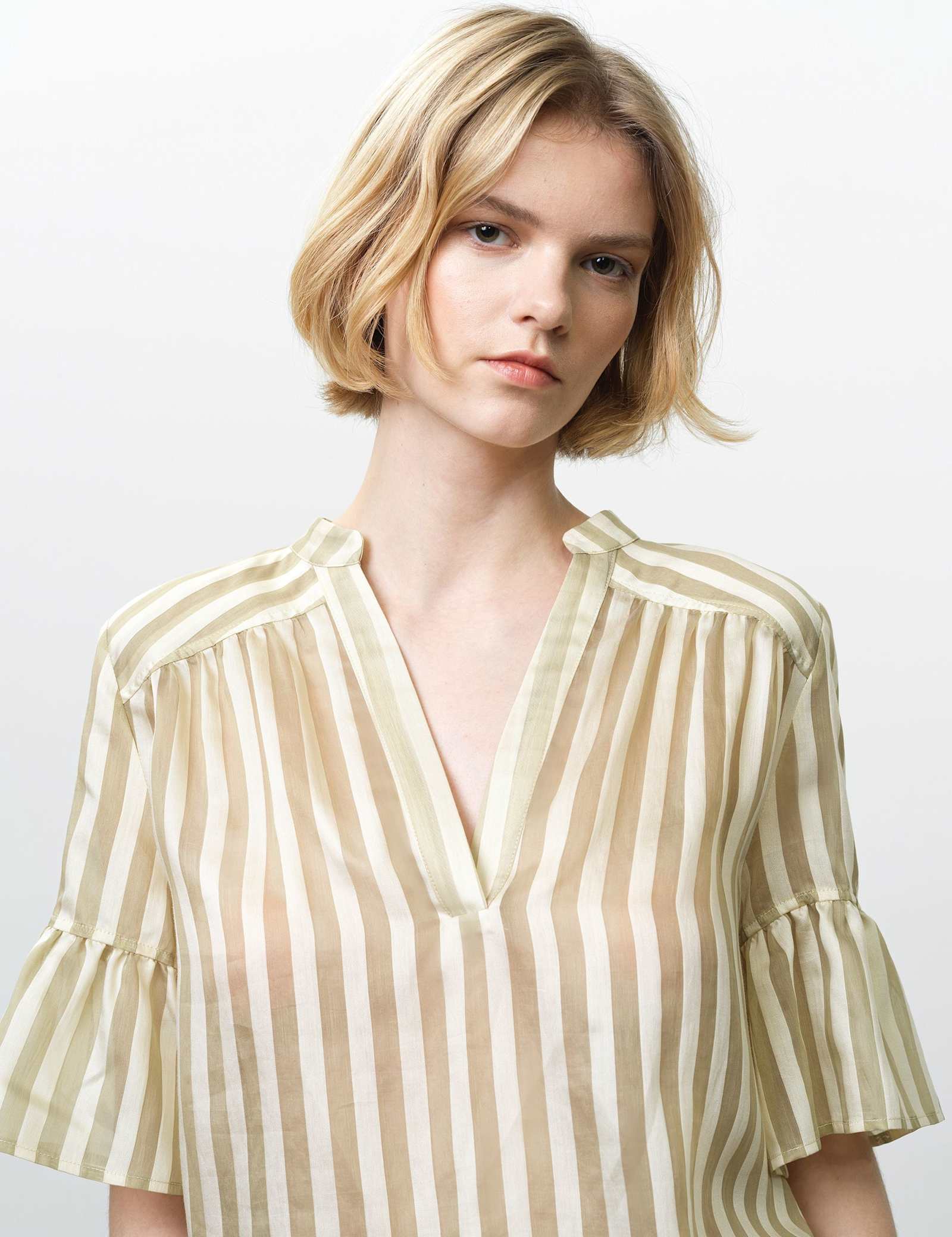 Lyocell Rich Striped V-Neck Top - image 5