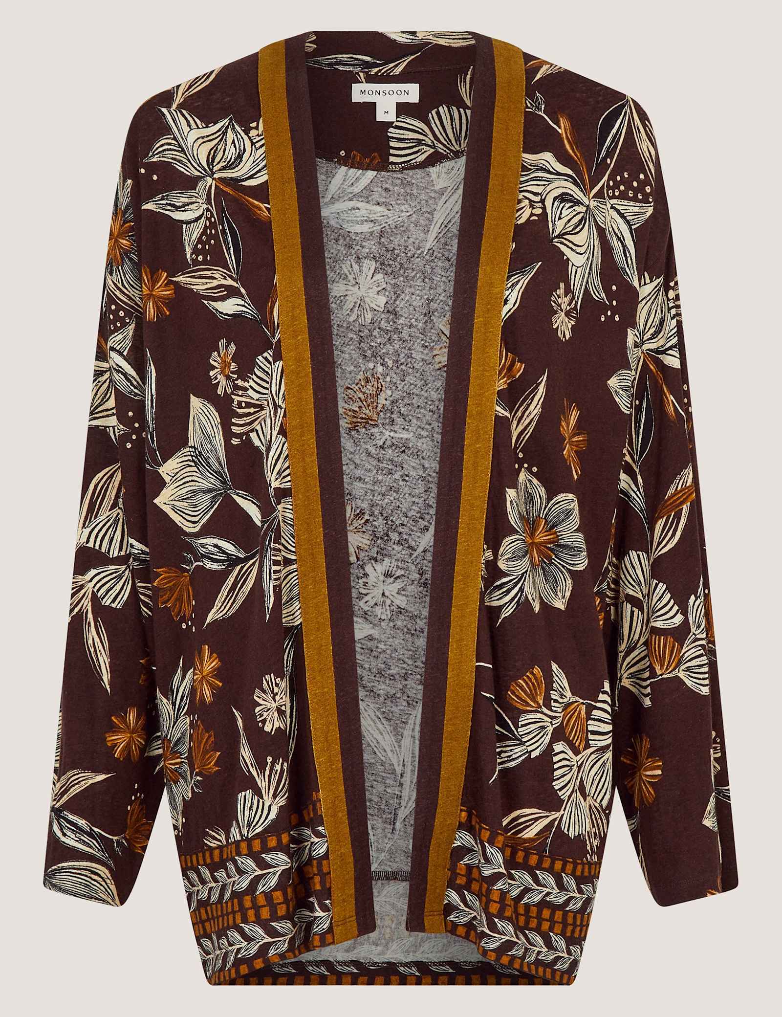 Linen Rich Floral Open Front Cardigan - image 1