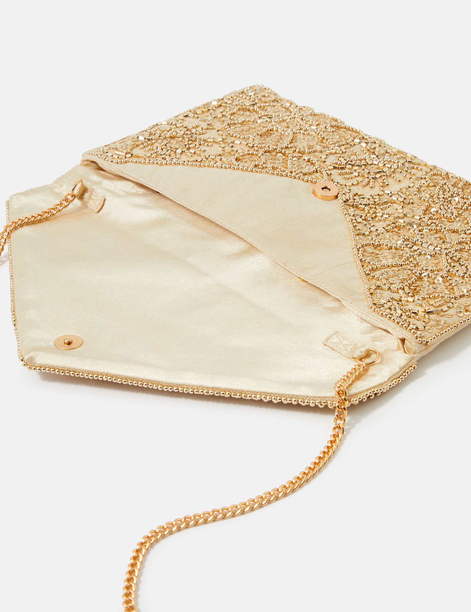 Cotton Rich Embellished Chain Strap Clutch Bag - image 5