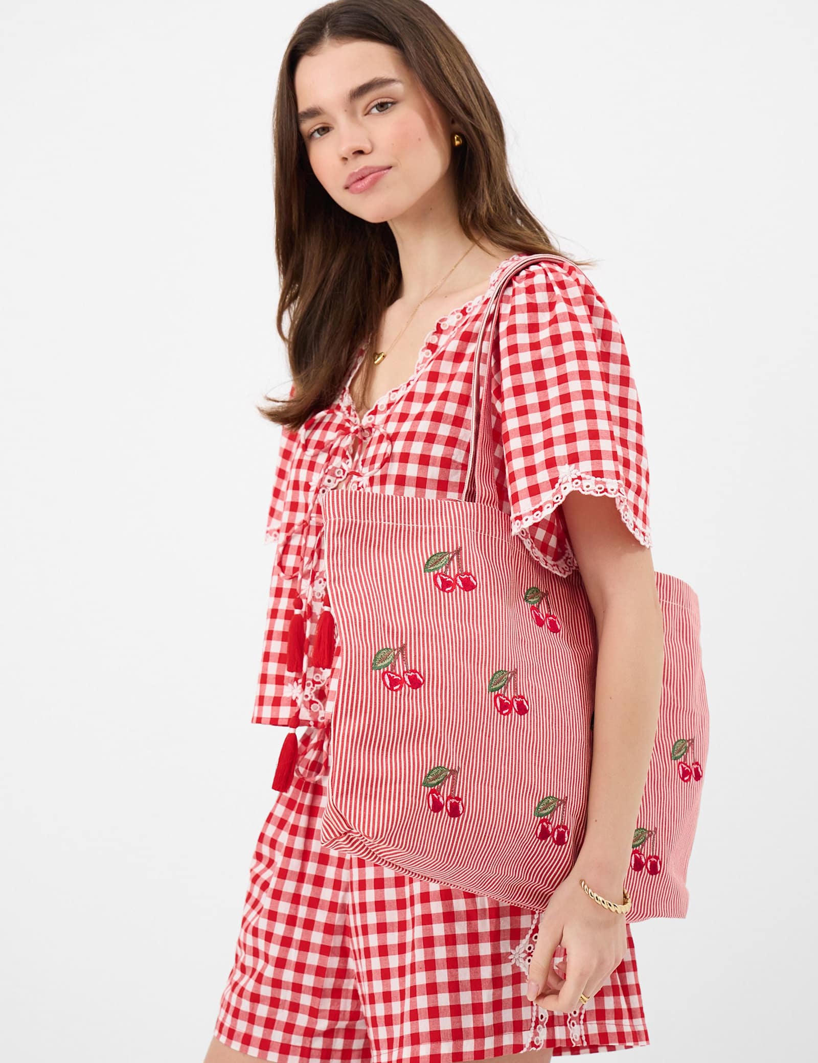 Pure Cotton Striped Cherry Tote Bag - image 2