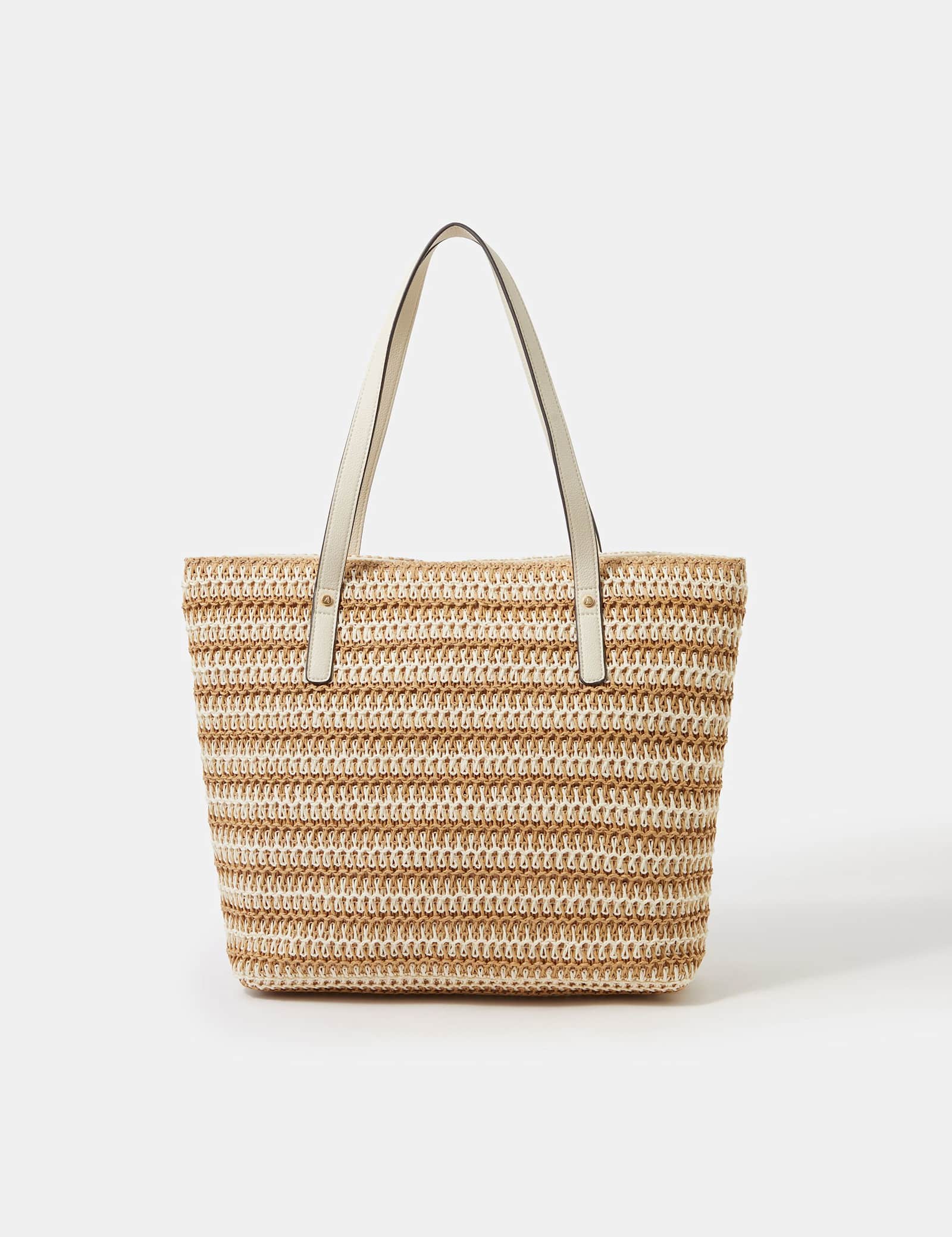 Straw Striped Shoulder Bag - image 1