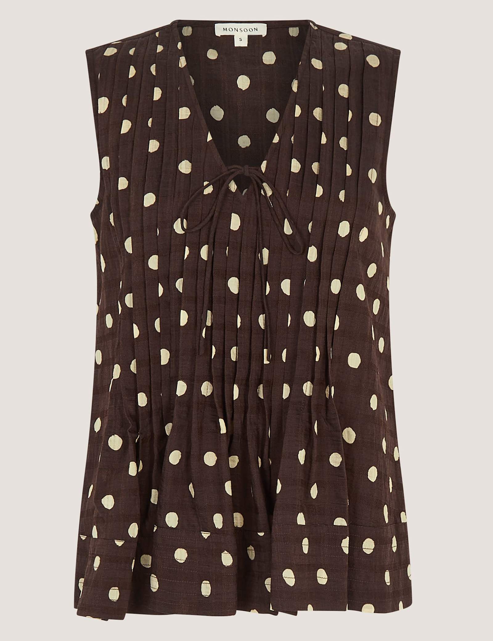 Lyocell Blend Polka Dot Tie Neck Top - image 1