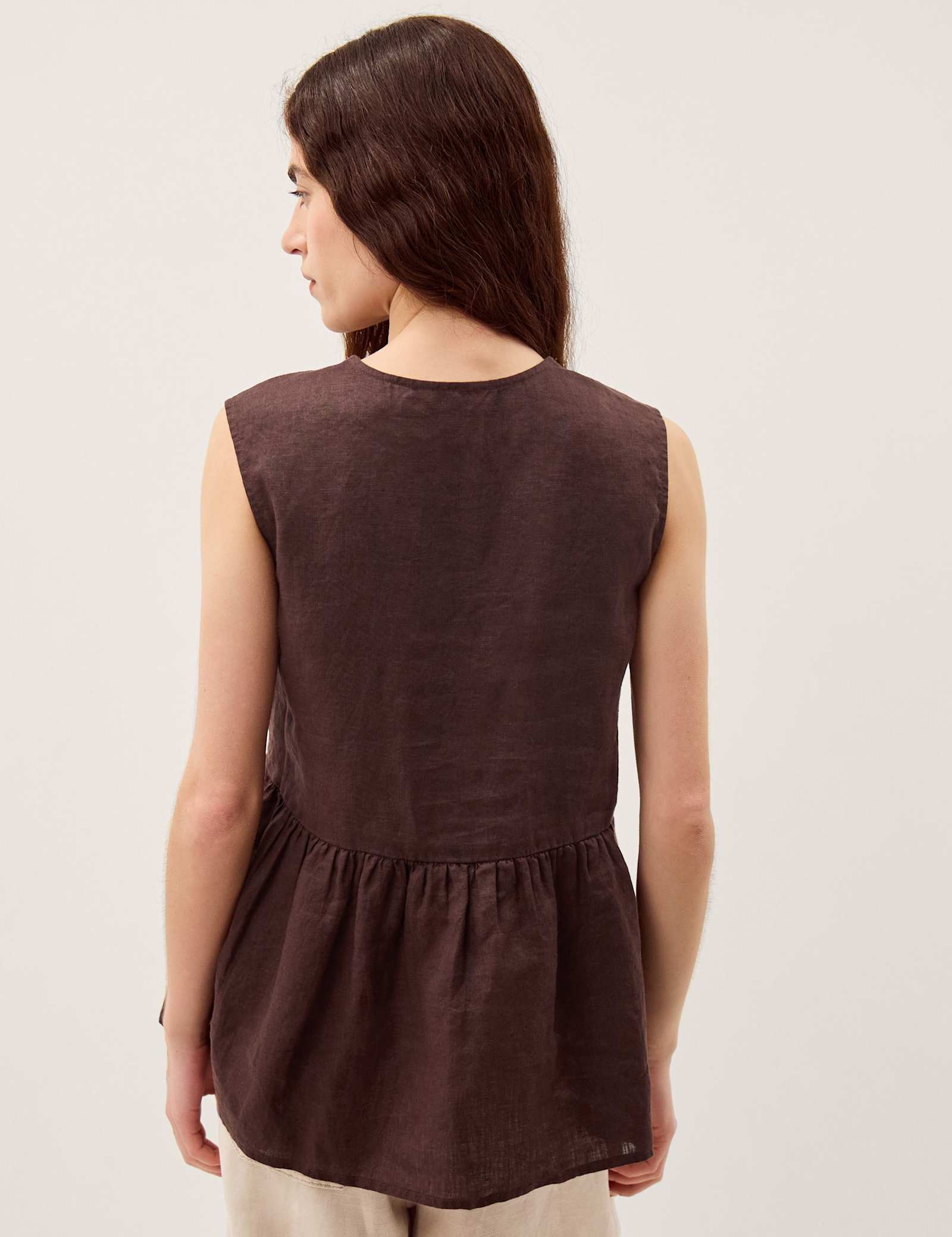 Pure Linen V-Neck Peplum Top - image 4