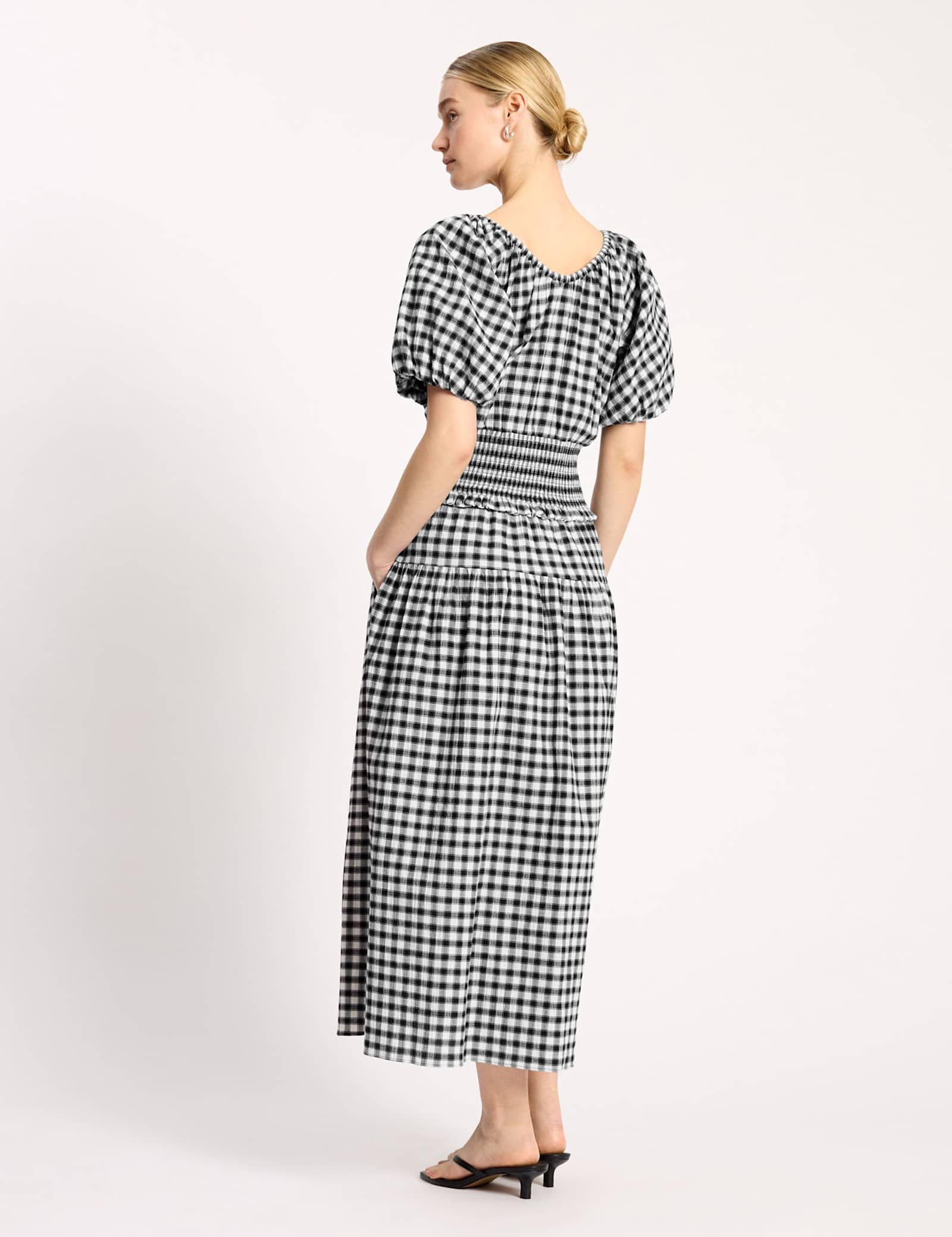 Cotton Rich Gingham Midi Waisted Dress - image 3