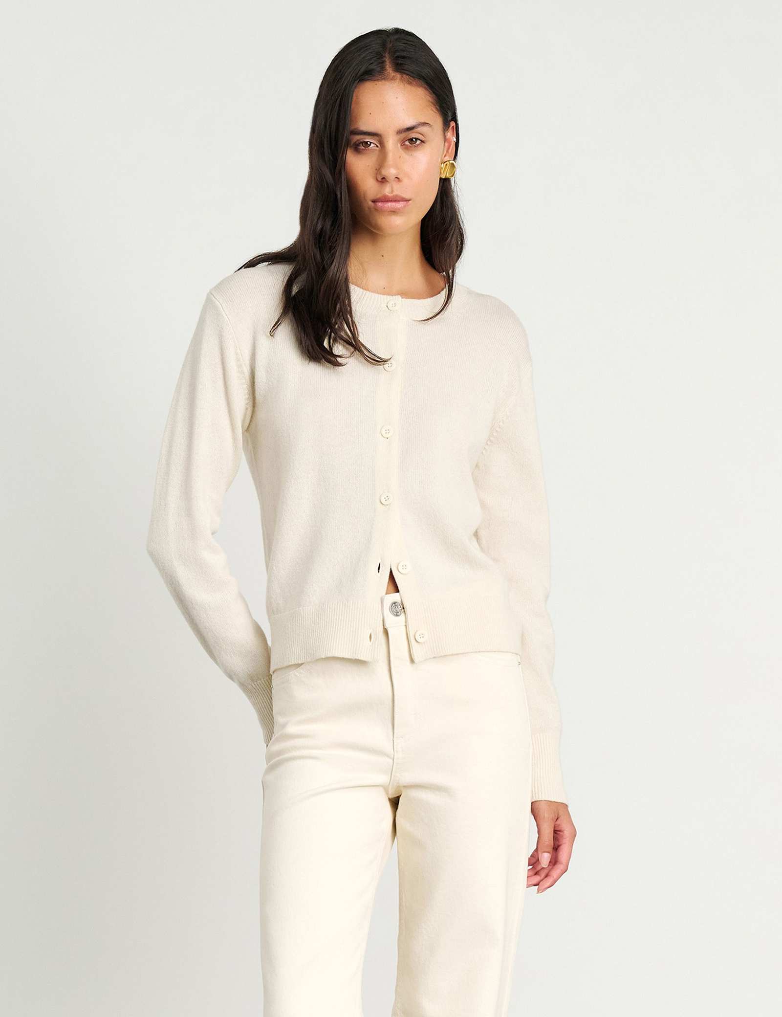 Pure Merino Wool Crew Neck Button Front Cardigan - image 3