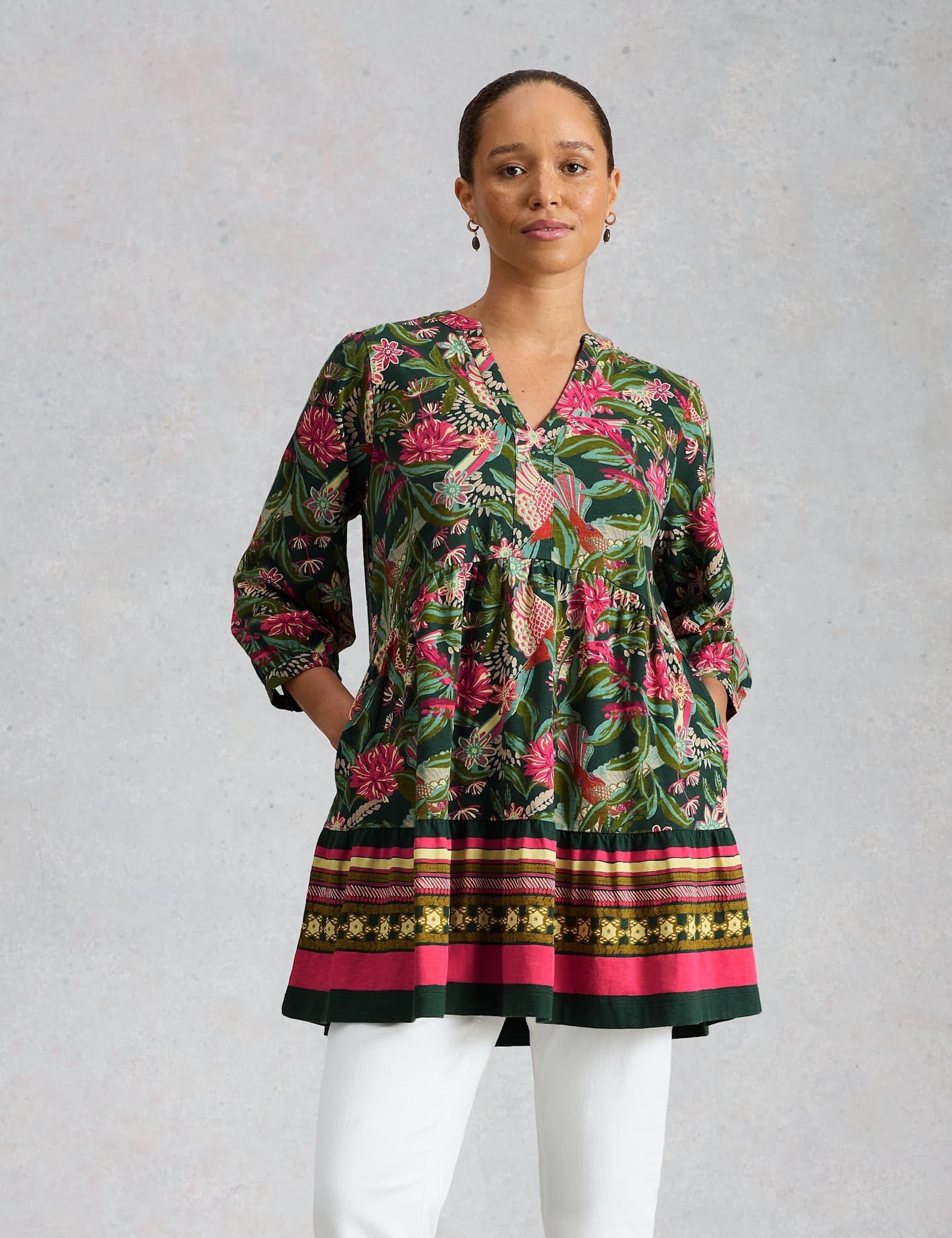 Pure Cotton Floral Notch Neck Tunic - image 4