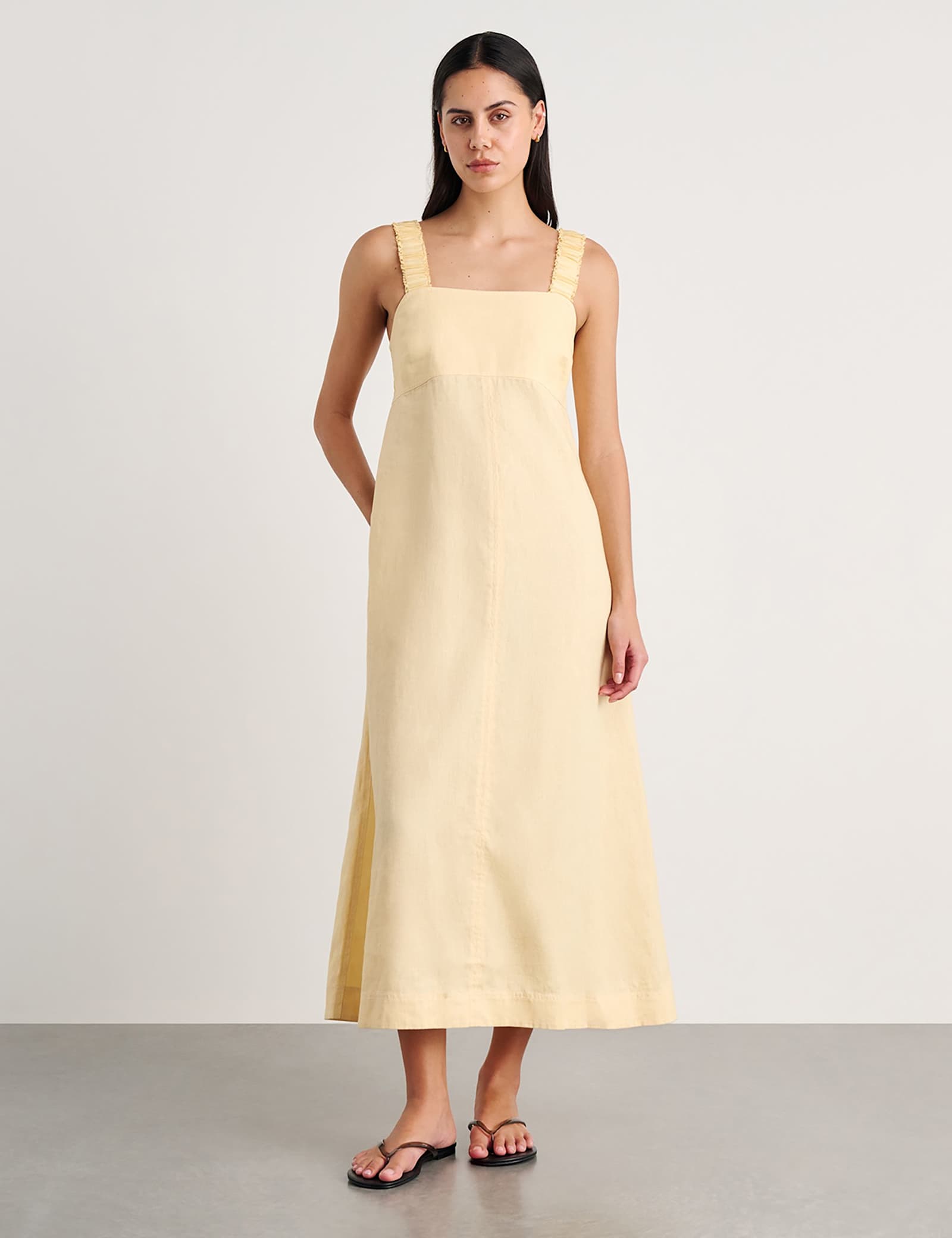 Pure Linen Maxi Smock Dress - image 4