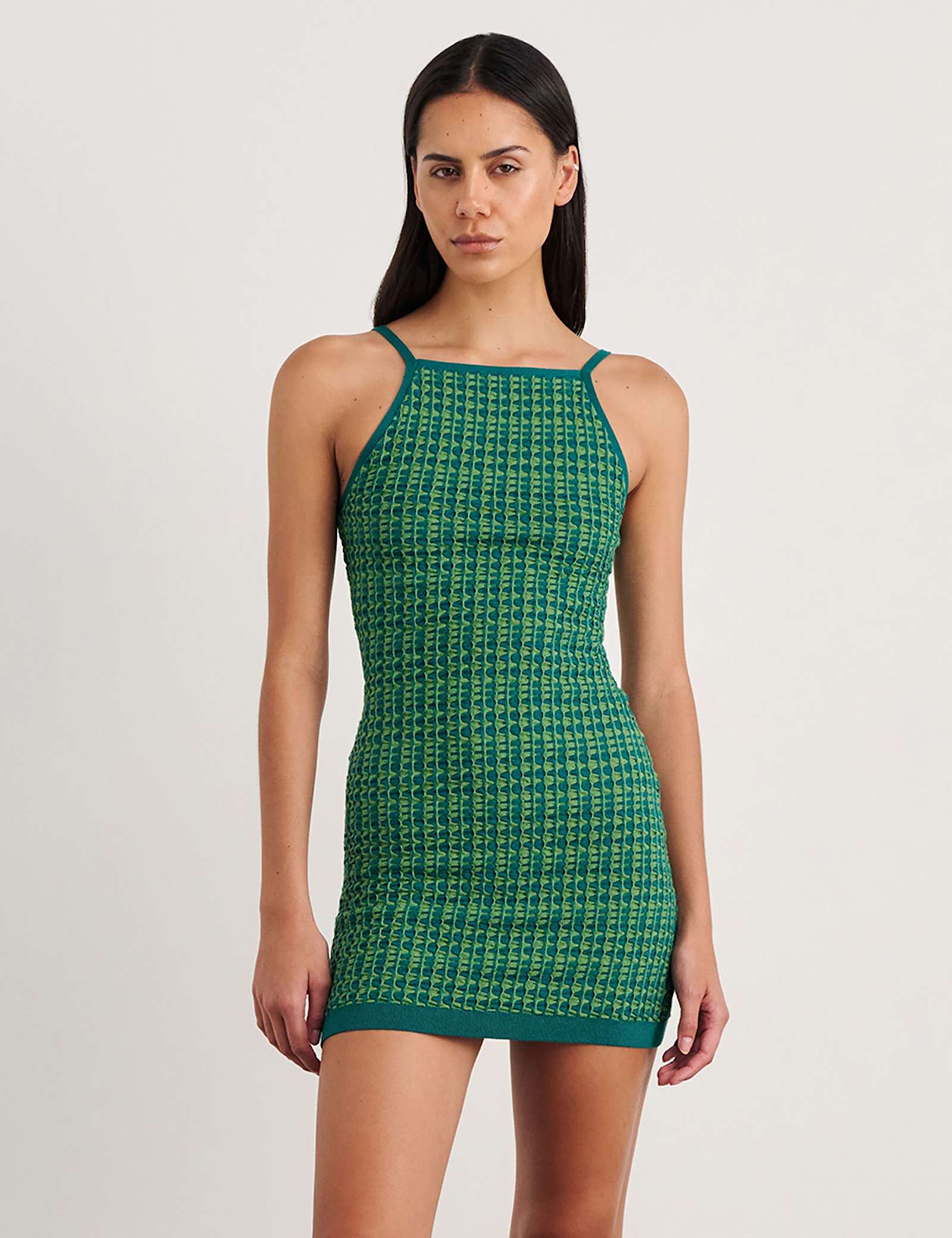 Pure Cotton Knitted Square Neck Mini Dress - image 1