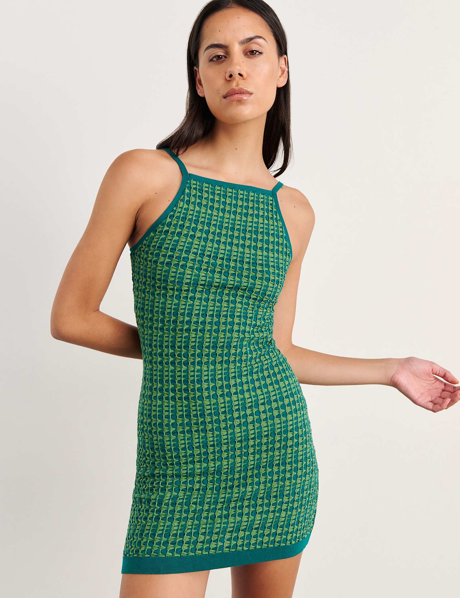 Pure Cotton Knitted Square Neck Mini Dress - image 3