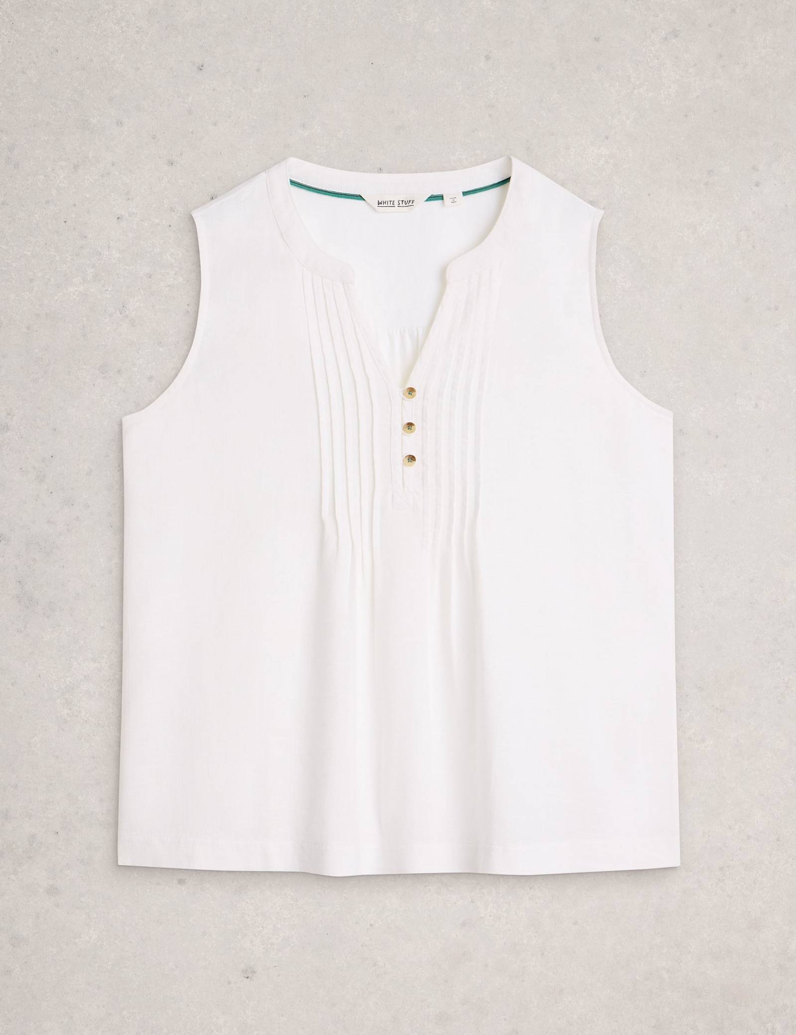 Linen Blend Notch Neck Top - image 1