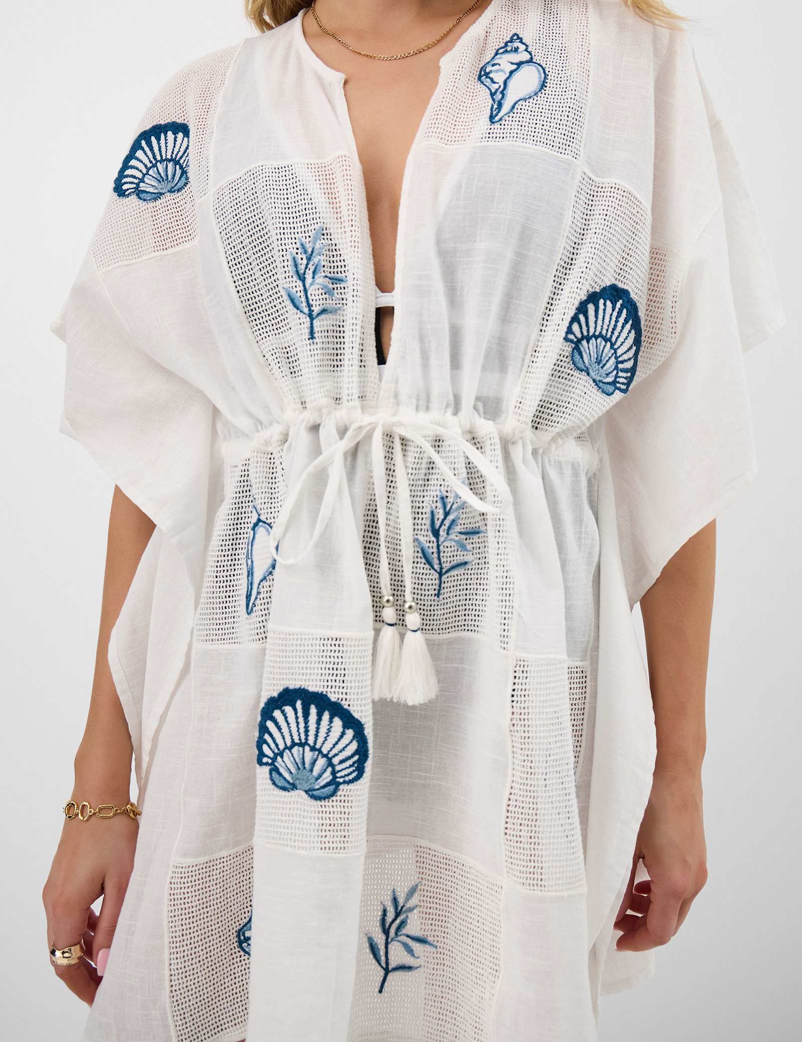 Pure Cotton Shell Patchwork Mini Beach Kaftan - image 3