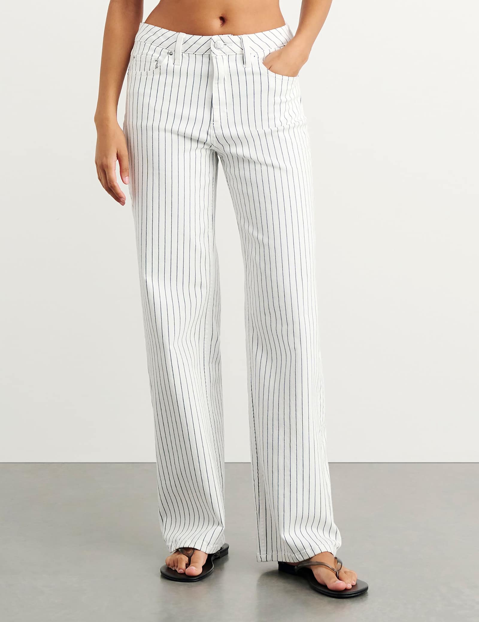 Striped Straight Leg Jeans - image 1