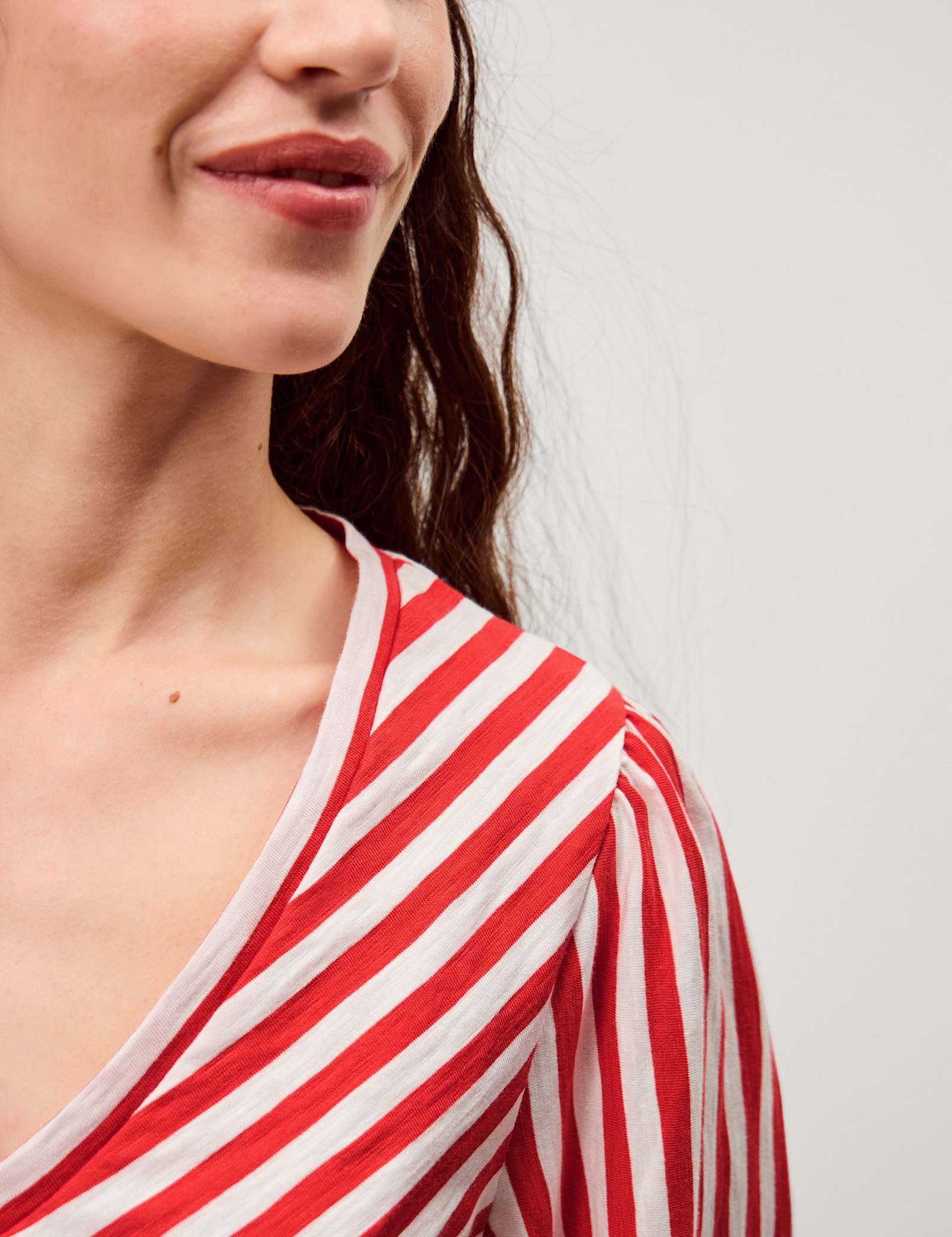 Pure Cotton Striped V-Neck Blouse - image 3