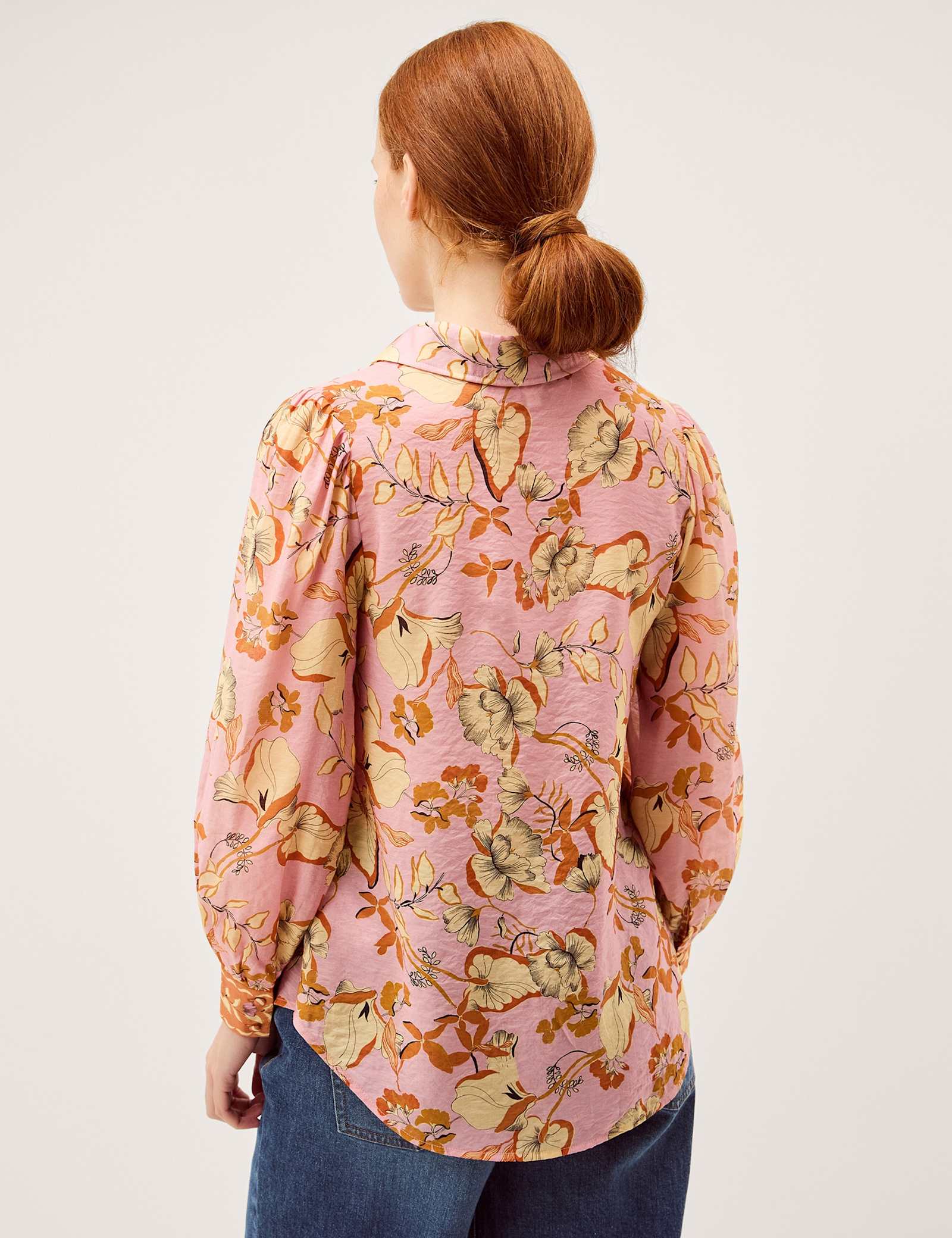 Floral Print Collared Button Detail Blouse - image 5