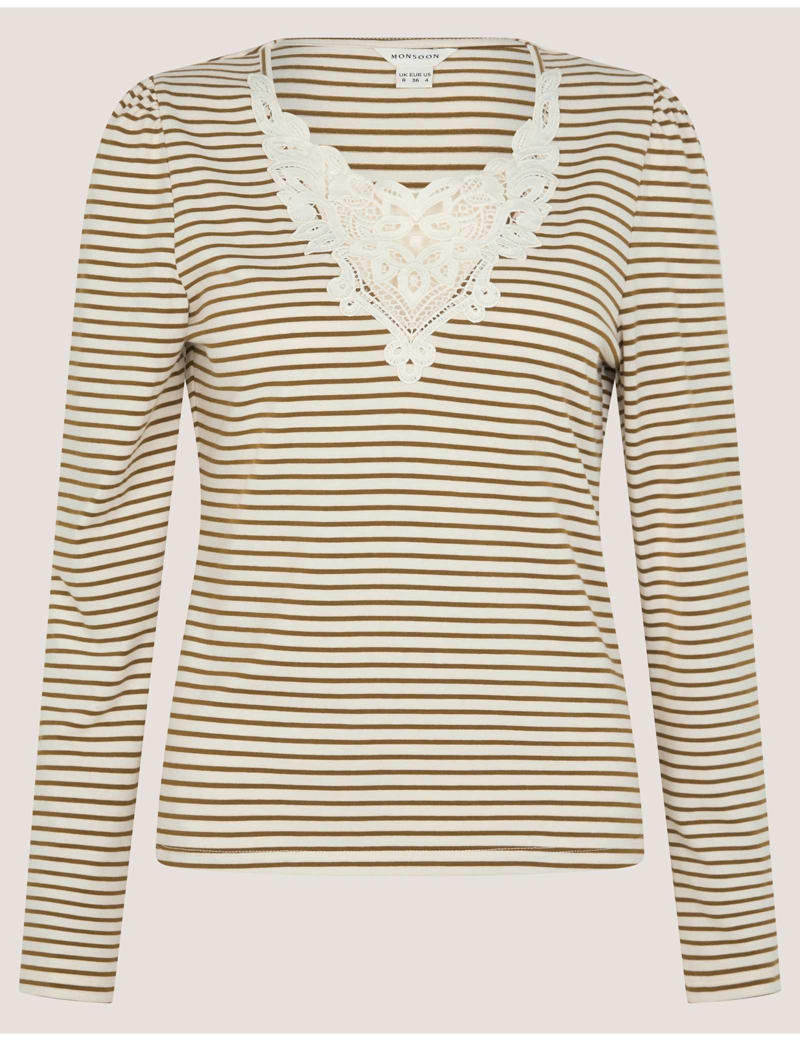 Cotton Rich Striped V-Neck T-Shirt - image 1