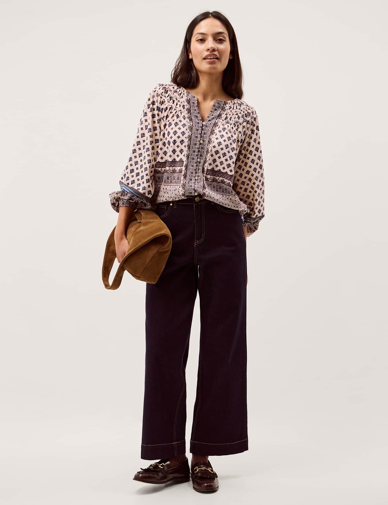 Pure Cotton Printed Notch Neck Blouse - image 5