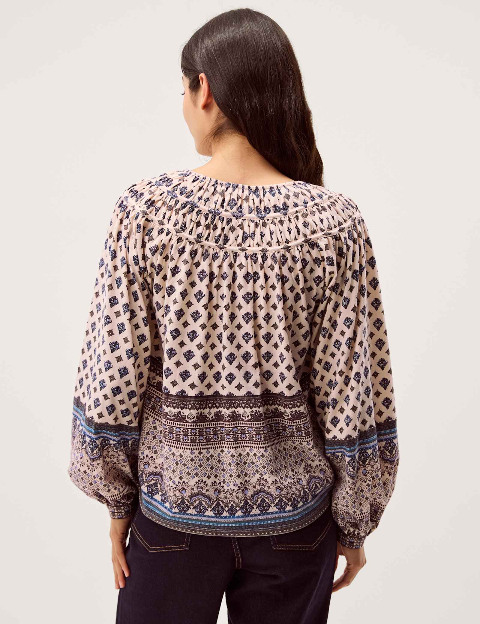 Pure Cotton Printed Notch Neck Blouse - image 3