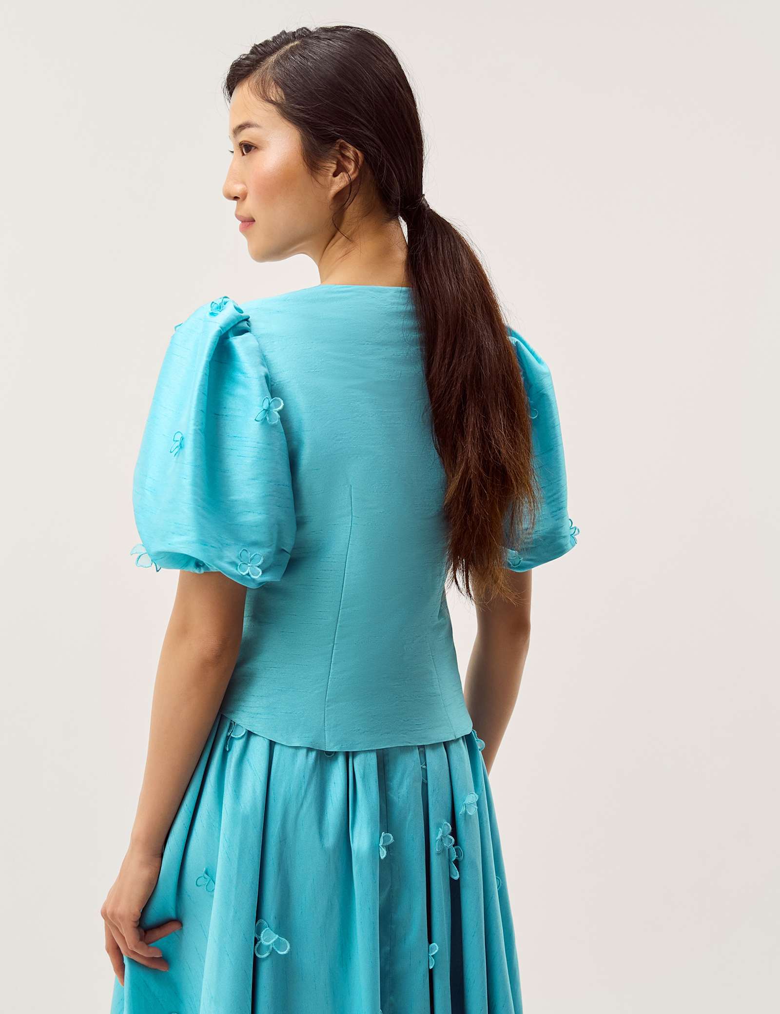 Floral Applique Puff Sleeve Jacket - image 5