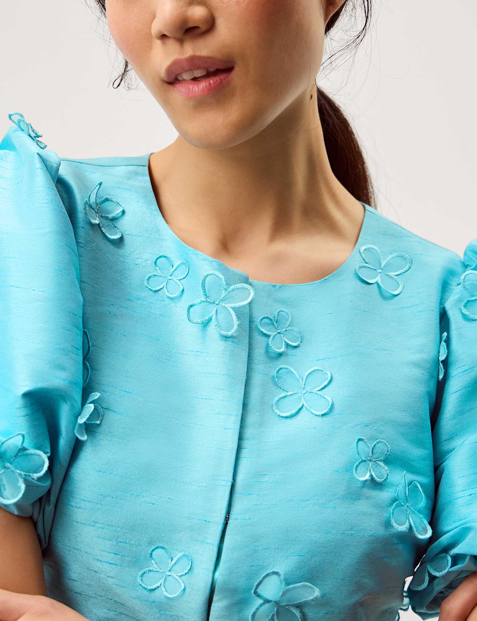 Floral Applique Puff Sleeve Jacket - image 3