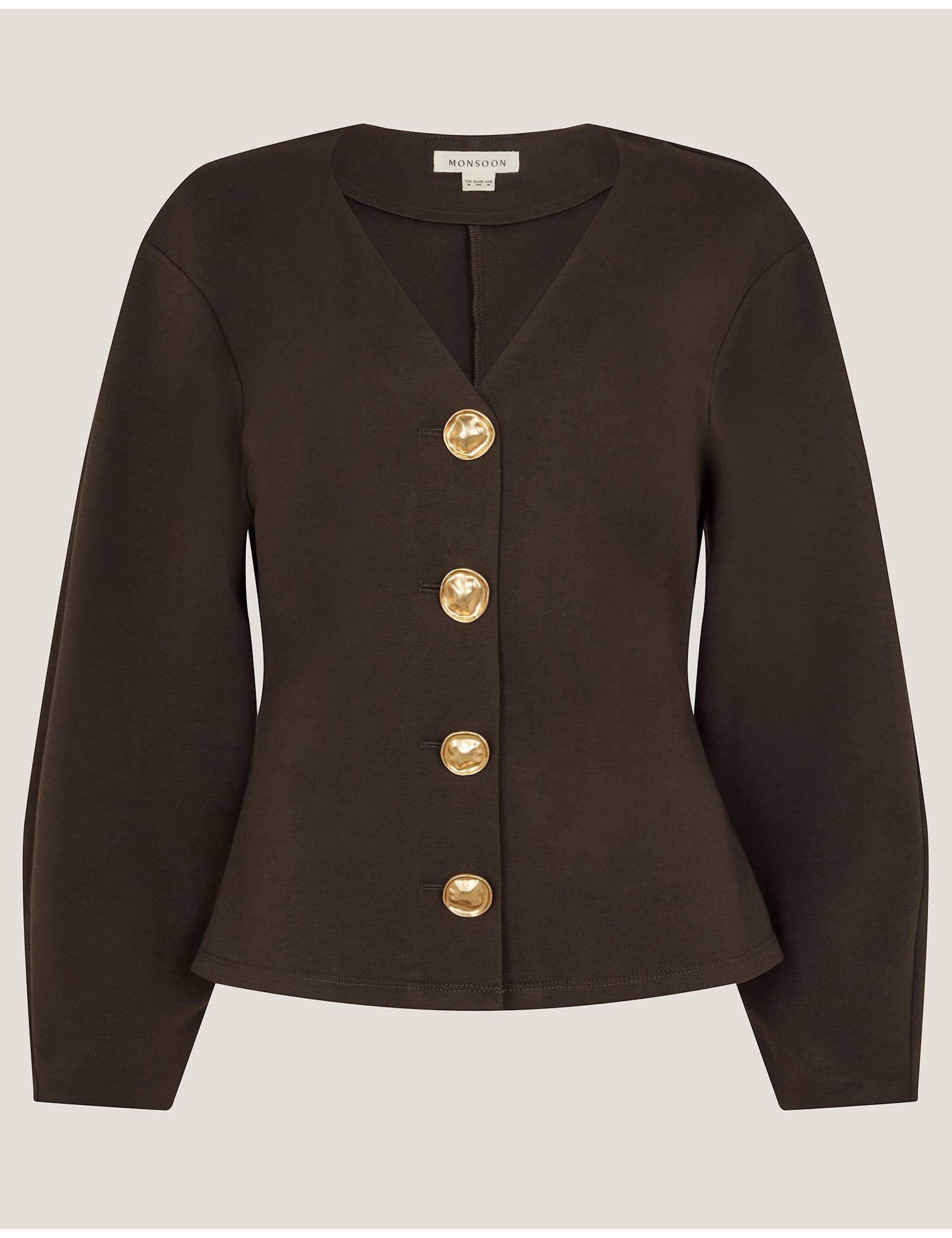 Jersey V-Neck Button Detail Top - image 1