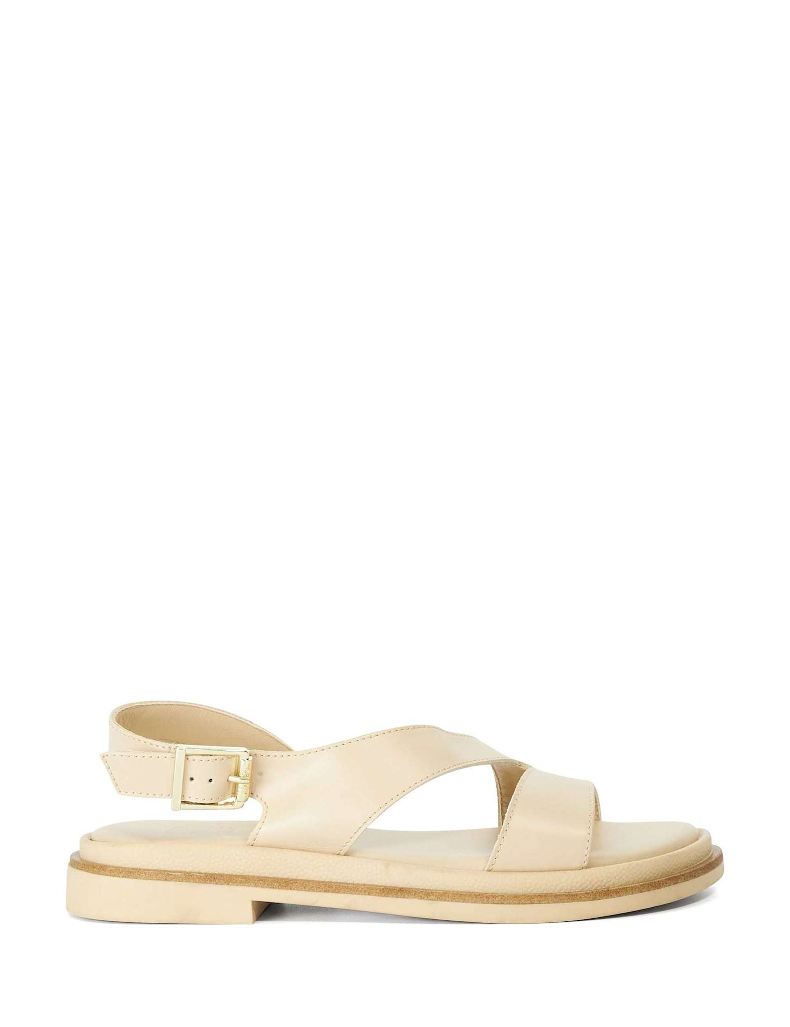 Leather Asymmetric Buckle Footbed Sandals - image 2
