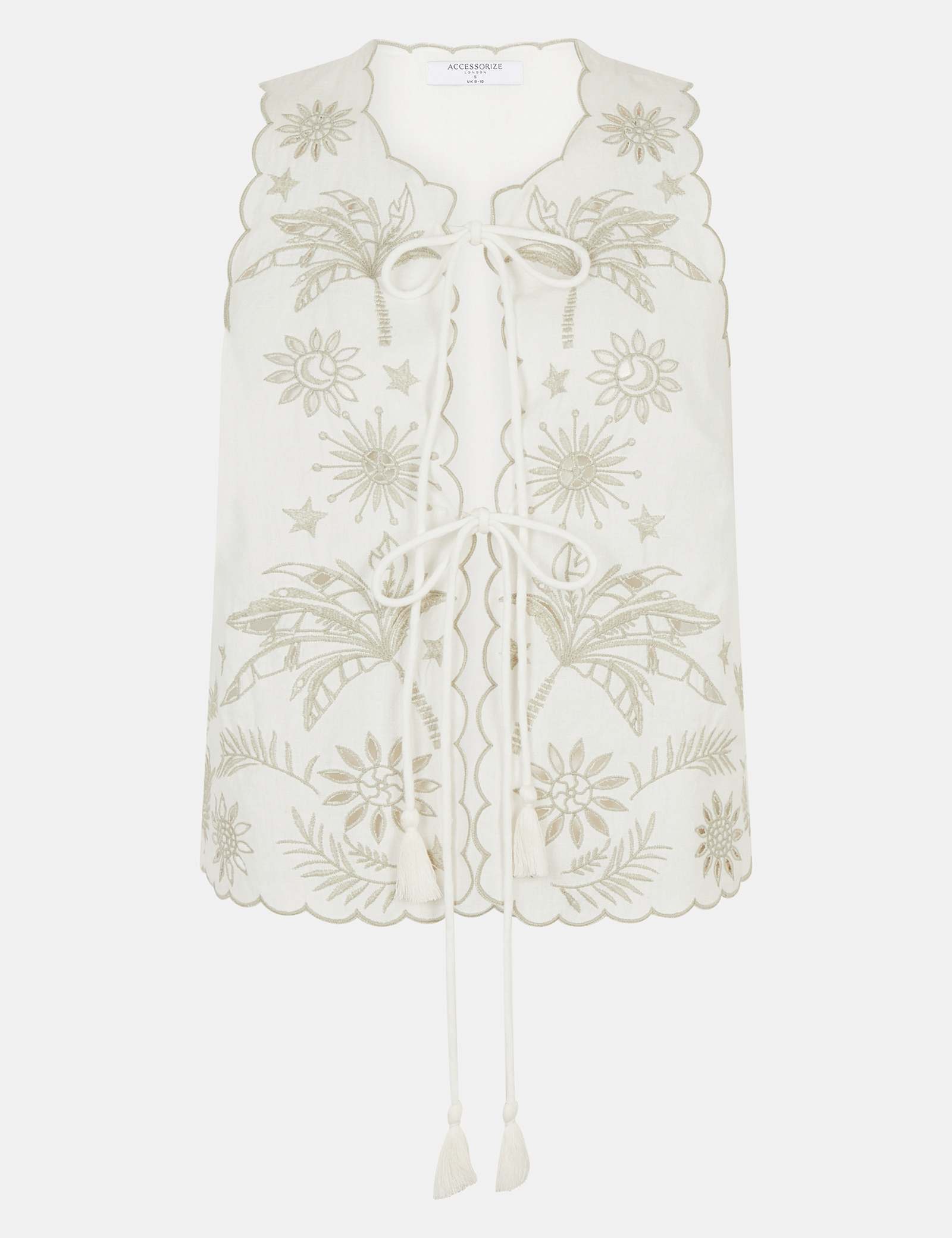 Cotton Rich Tropical Cutwork Tie Front Top - image 1