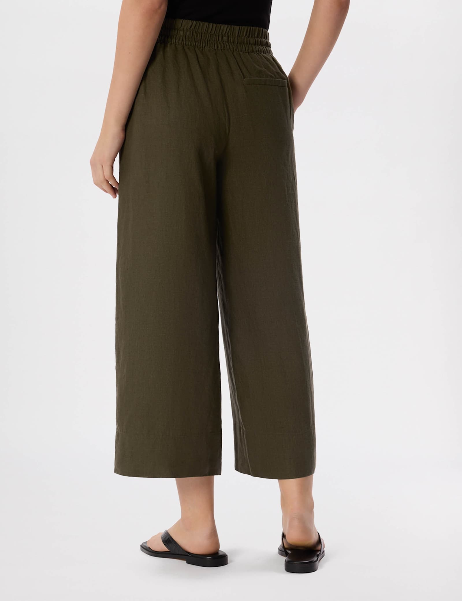 Pure Linen Wide Leg Cropped Trousers - image 5