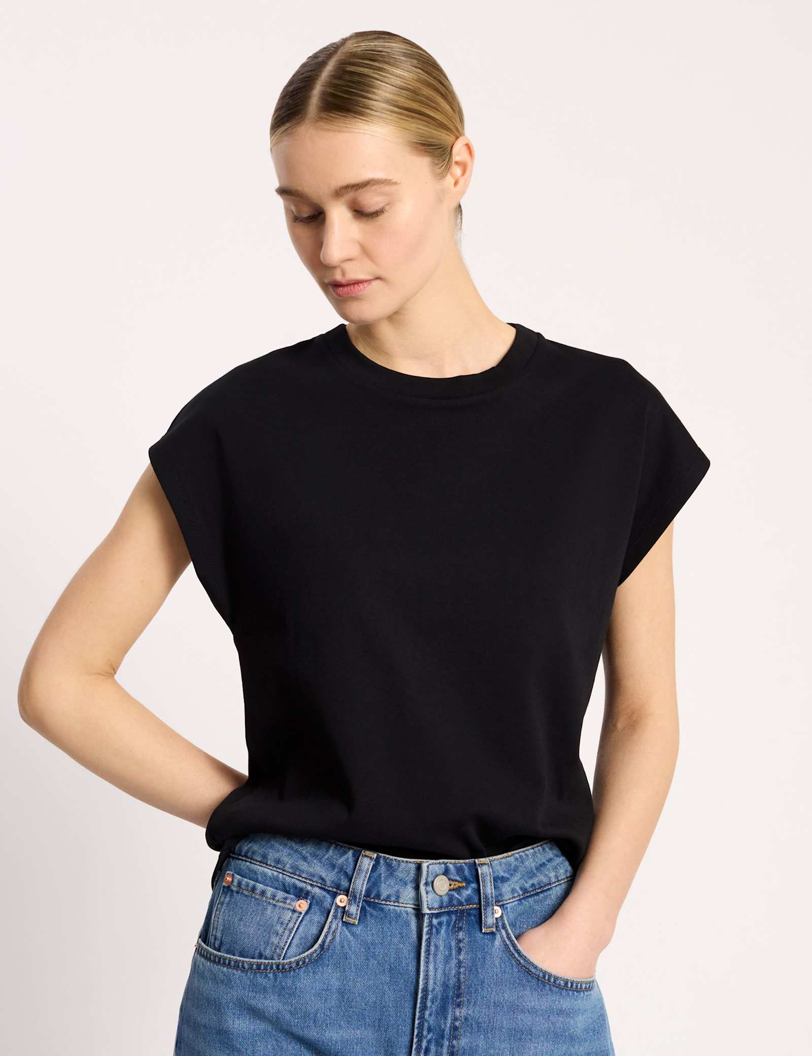Pure Cotton Cap Sleeve T-Shirt - image 4